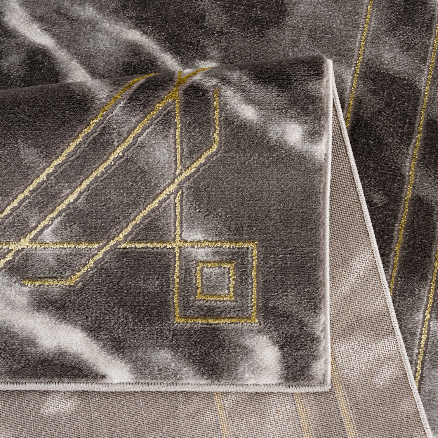 La Dole Rugs Modern Minimalistic Marble Pattern Abstract Rustic Grey Charcoal Gold Bordered Area Rug Living Room Bedroom Carpet Tapis 6'7"x9'6"