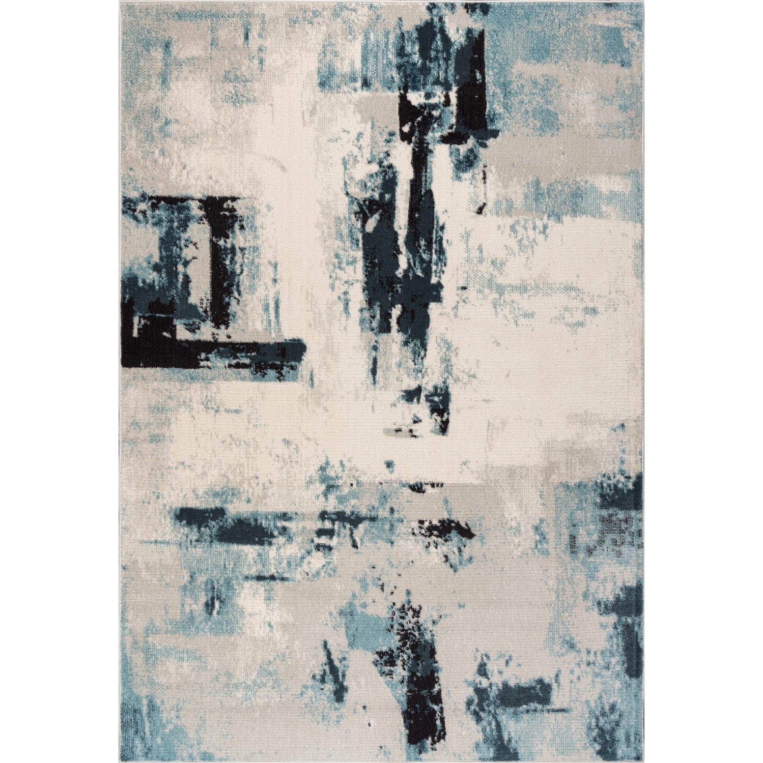 La Dole Rugs Abstract Rustic Minimalistic Modern Turquoise Blue Ivory Area Rug Living Room Bedroom Carpet Tapis 7'10"x10'5"