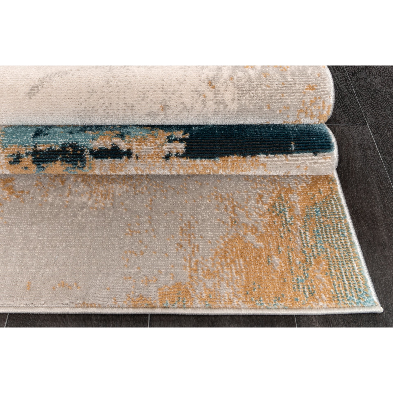 La Dole Rugs Abstract Rustic Minimalistic Modern Turquoise Blue Ivory Orange Mustard Yellow Area Rug Living Room Bedroom Carpet Tapis 6'7"x9'6"