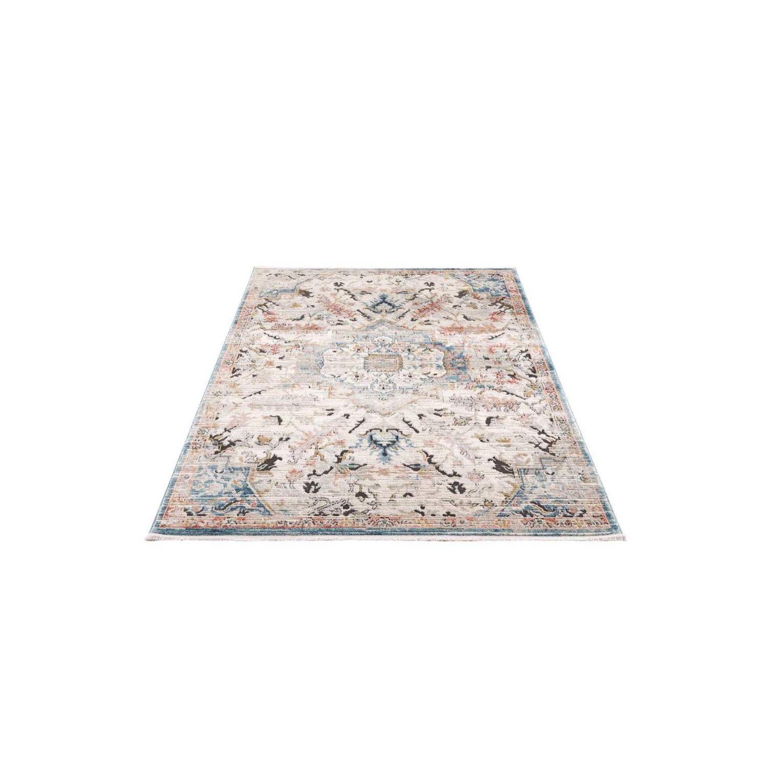 La Dole Rugs Traditional Persian Oriental Distressed Teal Turquoise Ivory Grey Red Orange Area Rug Living Room Bedroom Carpet Tapis 6'7"x9'6"