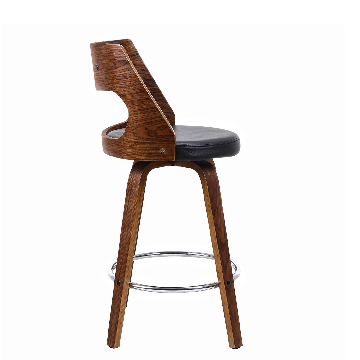 Mid-Century 26 Inch Counter Stools Barstool with Back & Foot Ring , Wood Swivel Bar Stools（18.1"L x 19.1"D x 36.2" H）