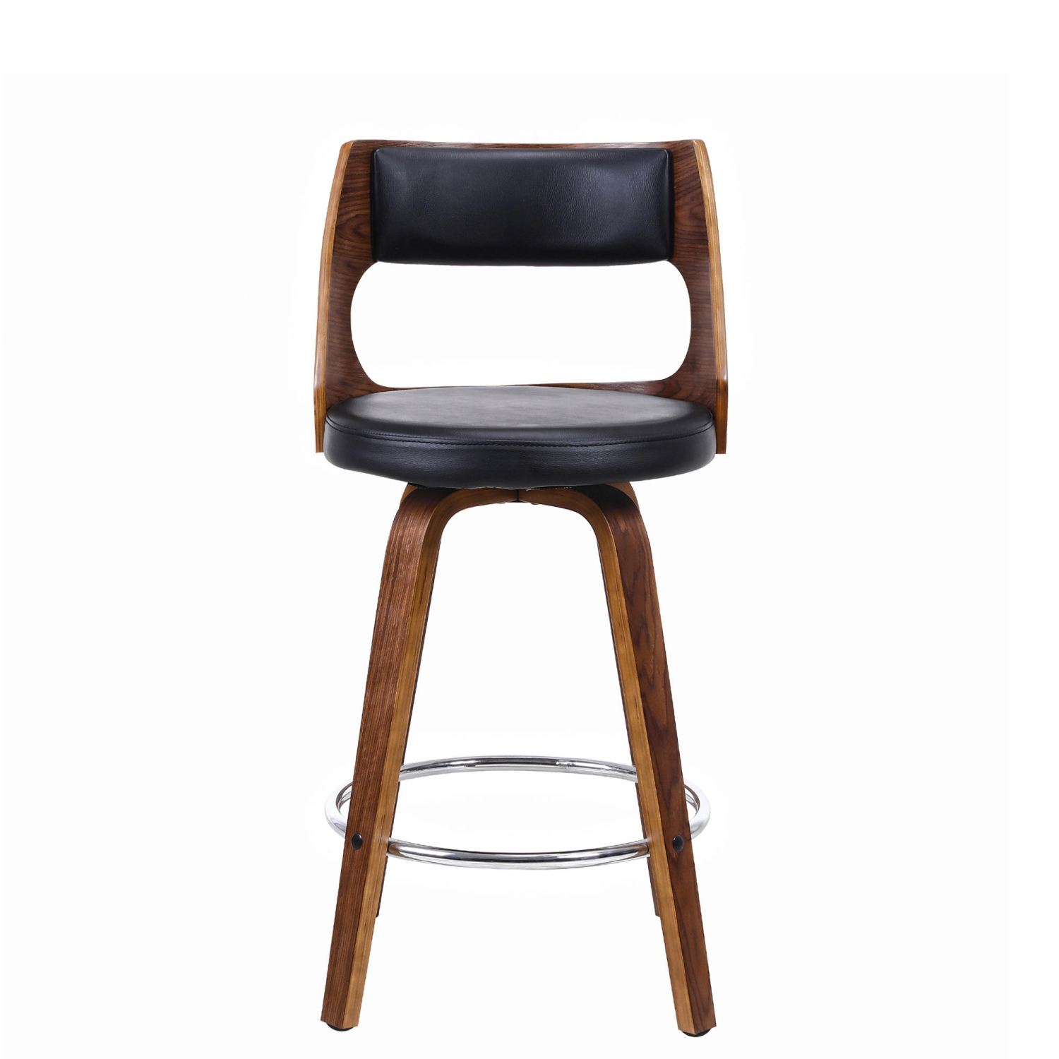 Mid-Century 26 Inch Counter Stools Barstool with Back & Foot Ring , Wood Swivel Bar Stools（18.1"L x 19.1"D x 36.2" H）