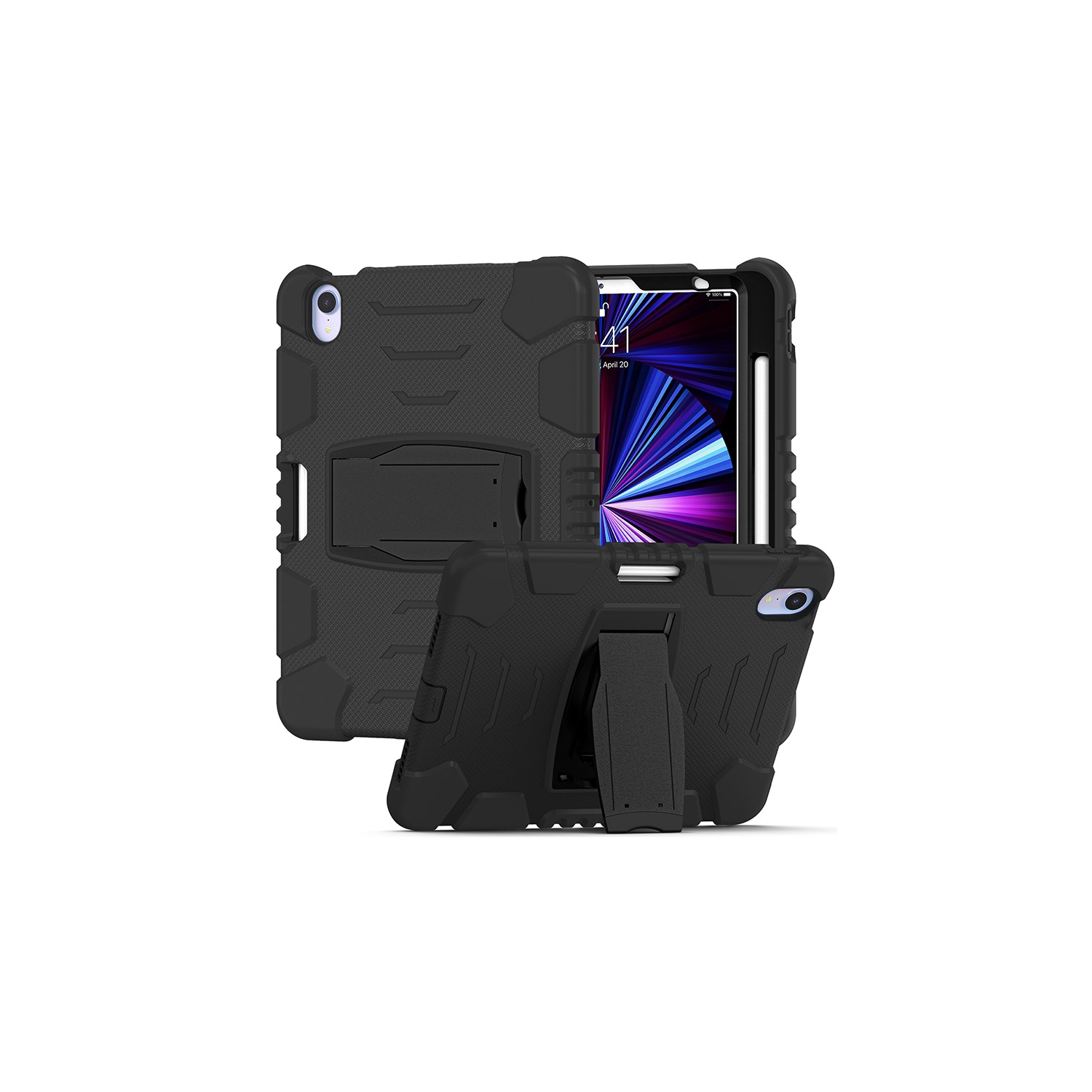 XCRS Apple iPad Mini 6 8.3 inches Rugged Case with Kickstand, Full Body Heavy Duty Triple Layered Shockproof, Anti-Skid Protective Cover with Built