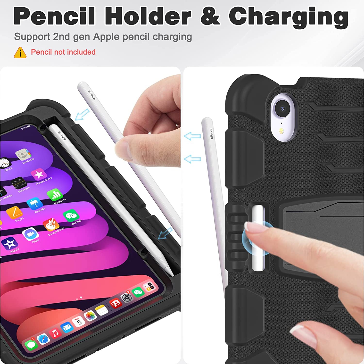 XCRS Apple iPad Mini 6 8.3 inches Rugged Case with Kickstand, Full Body Heavy Duty Triple Layered Shockproof, Anti-Skid Protective Cover with Built