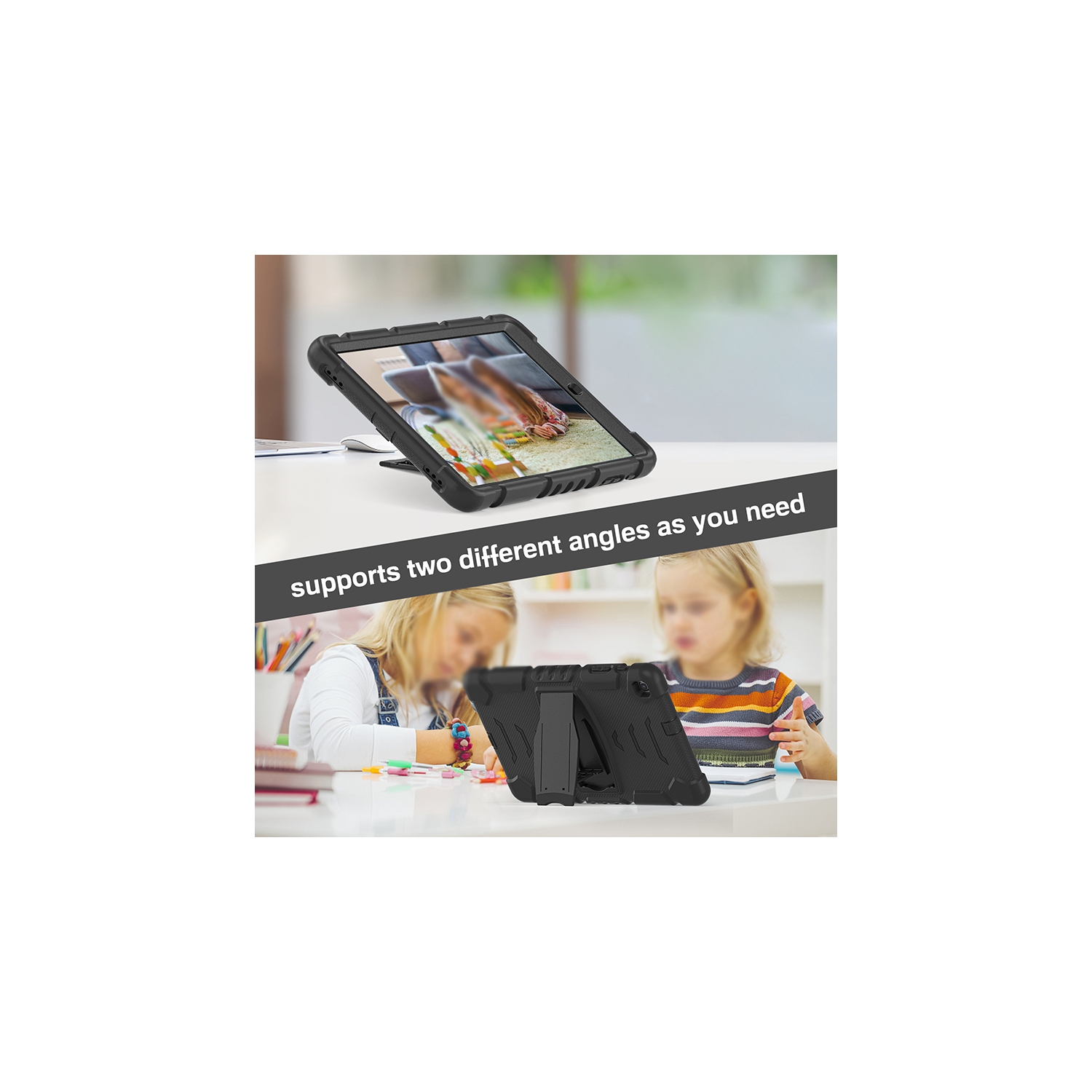 XCRS Apple iPad Mini 6 8.3 inches Rugged Case with Kickstand, Full Body Heavy Duty Triple Layered Shockproof, Anti-Skid Protective Cover with Built