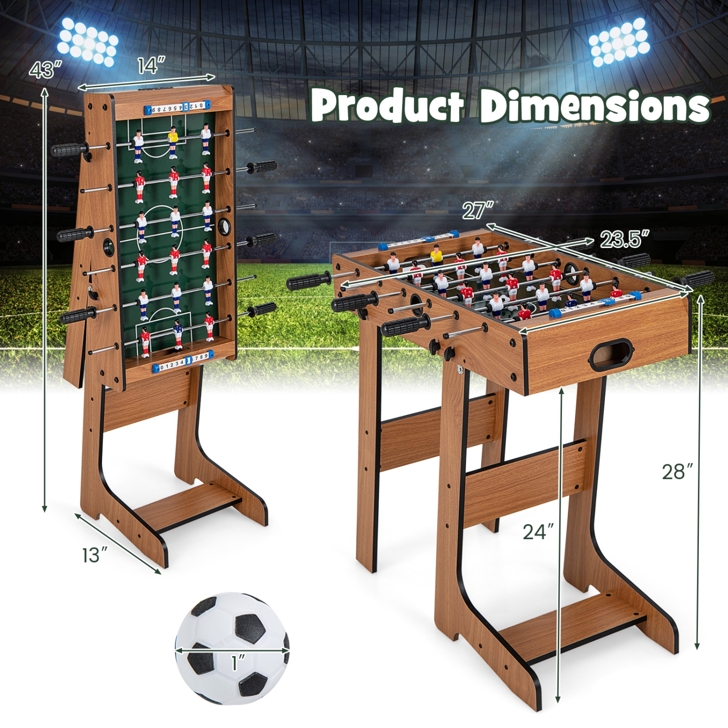 Jeu de soccer de table pliable de 27 po de TopBuy cadeau de Noël football sportif intérieur