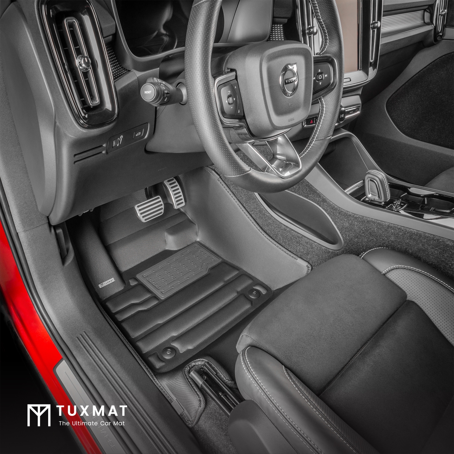 TuxMat - Pour les modèles Volvo XC40 Recharge 2021-2024 - Tapis de voiture personnalisés - Couverture maximale, toutes saisons, mesurée au laser -