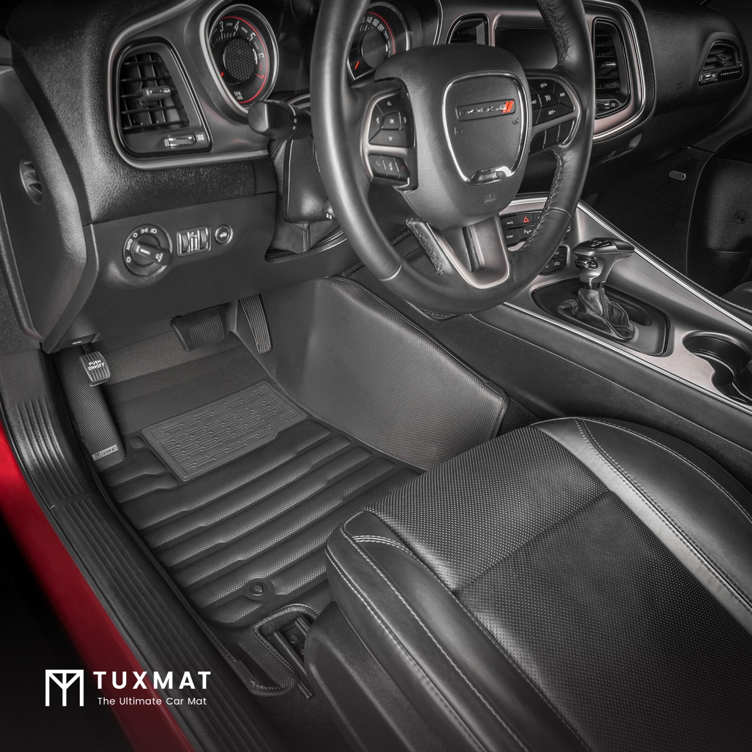 TuxMat - For Dodge Challenger RWD 2015-2023 Models - Custom Car Mats - Maximum Coverage, All Weather, Laser Measured - This Full Set Includes 1st and