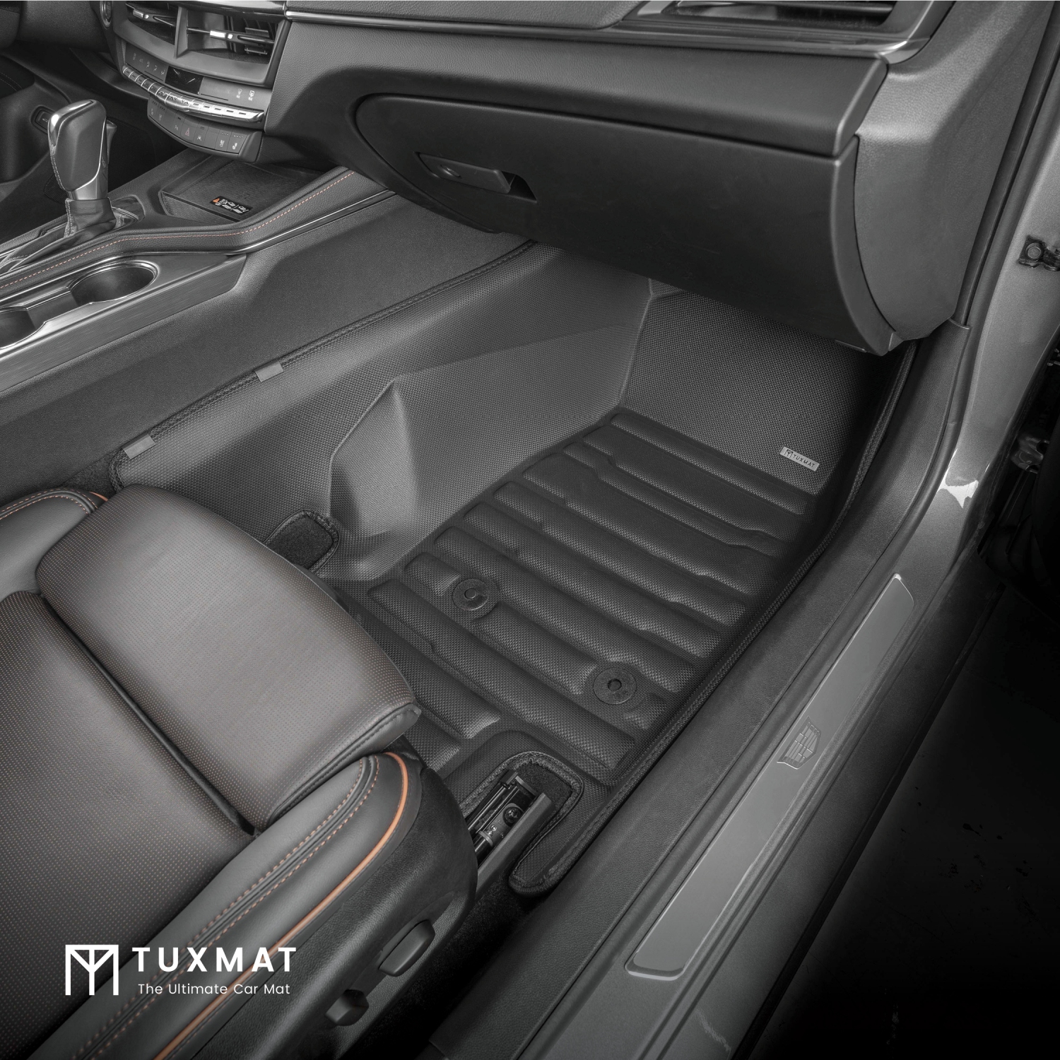 TuxMat - For Cadillac CT4 2020-2026 Models - Custom Car Mats - Maximum Coverage, All Weather, Laser Measured - This Full Set Includes 1st and 2nd Rows