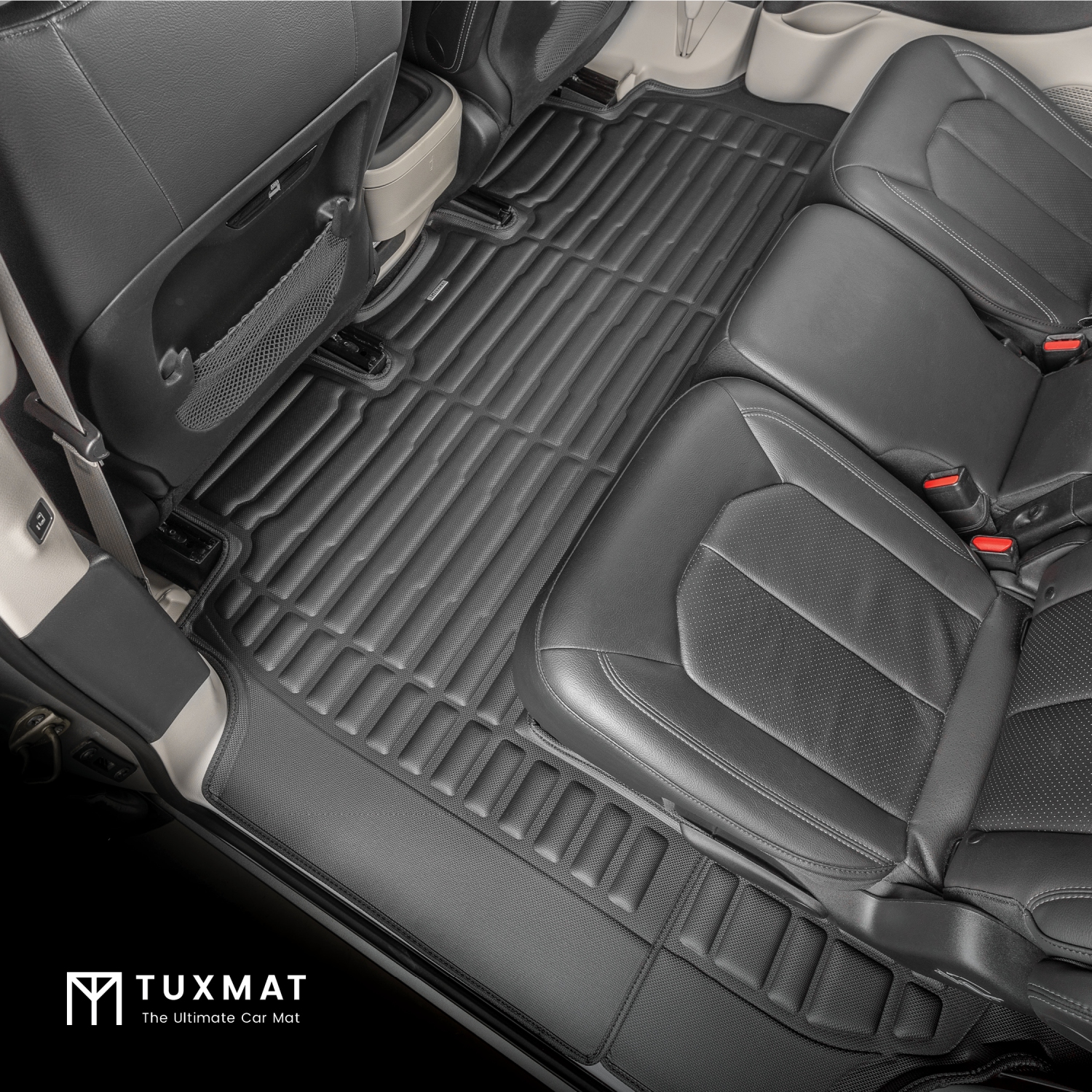 TuxMat - Pour les 2021-2026 modèles 7 places Pacifica de Chrysler - Tapis d'auto sur mesure - Couverture maximale, toutes saisons, mesuré au laser -