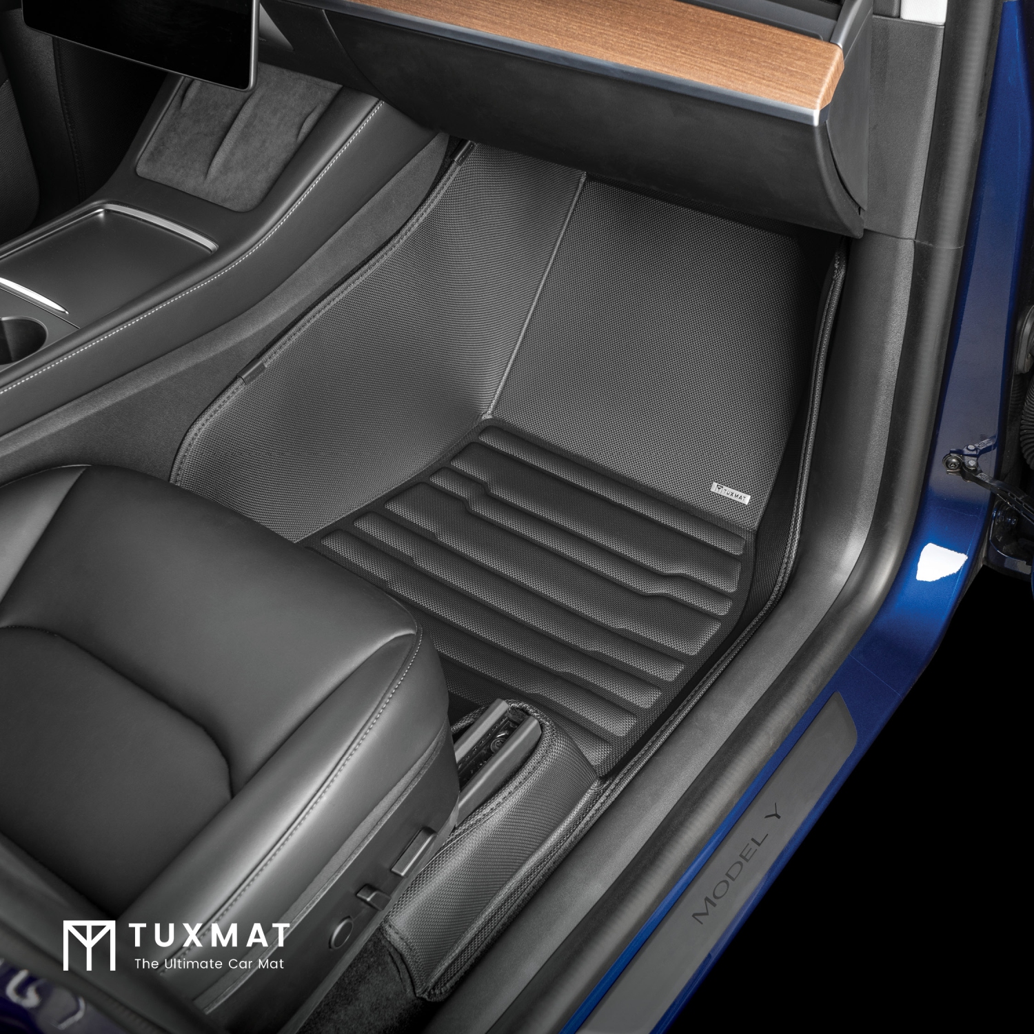 TuxMat - For Tesla Model Y 7-Seater 2020-2025 Models - Custom Car Mats - Maximum Coverage, All Weather, Laser Measured - This Full Set Includes 1st,