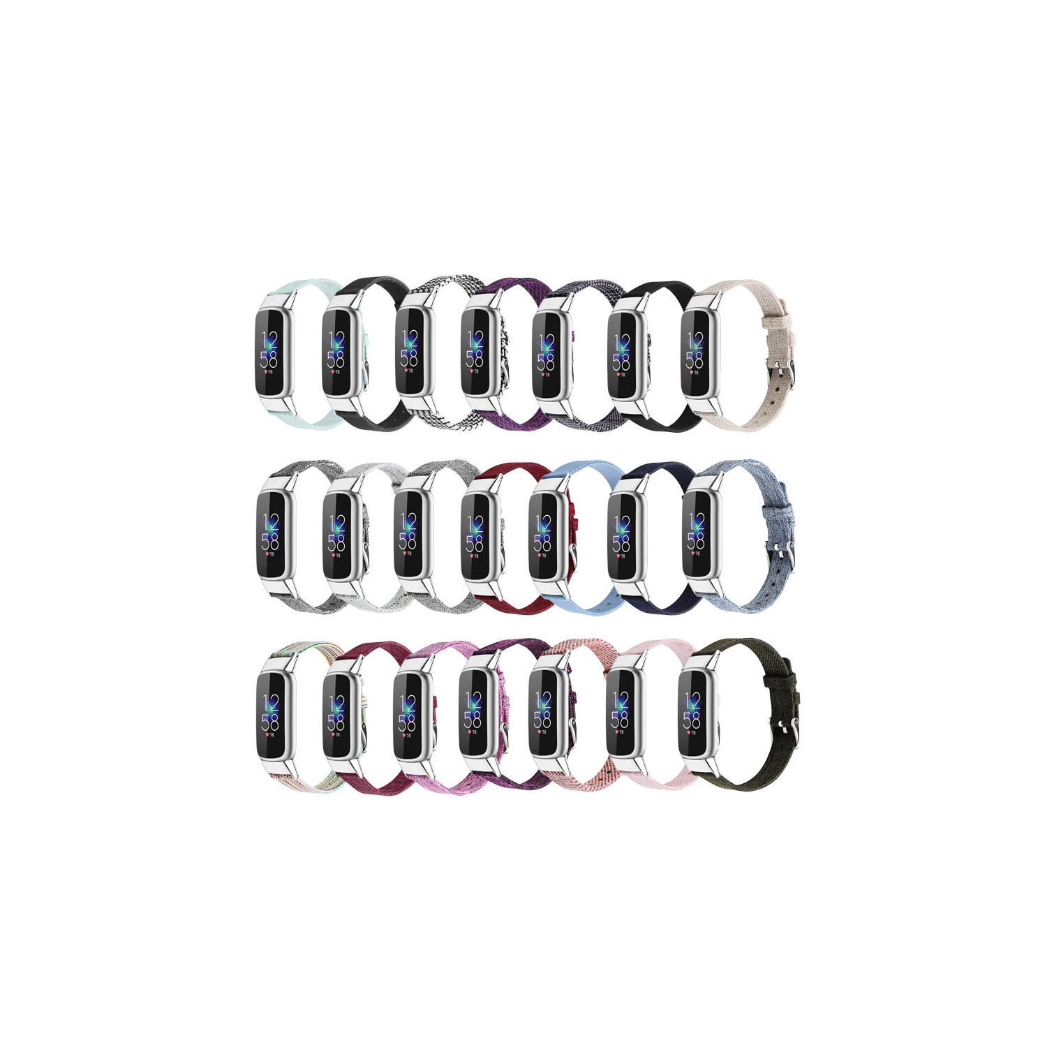 StrapsCo Textured Canvas Watch Band Strap for Fitbit Luxe - Medium-Long - Darkest Blue