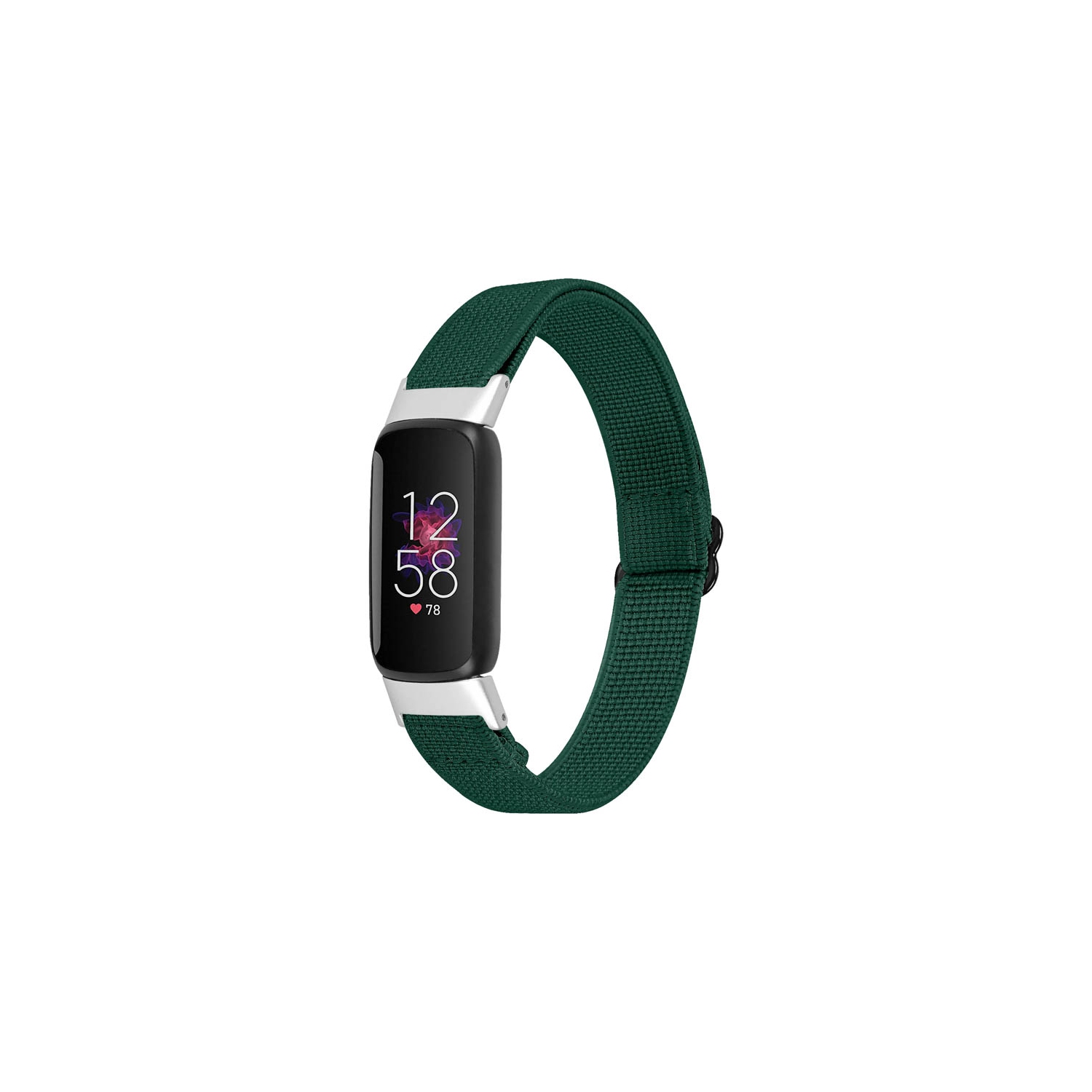 StrapsCo Patterned Adjustable Nylon Watch Band Strap for Fitbit Luxe - Forest Green