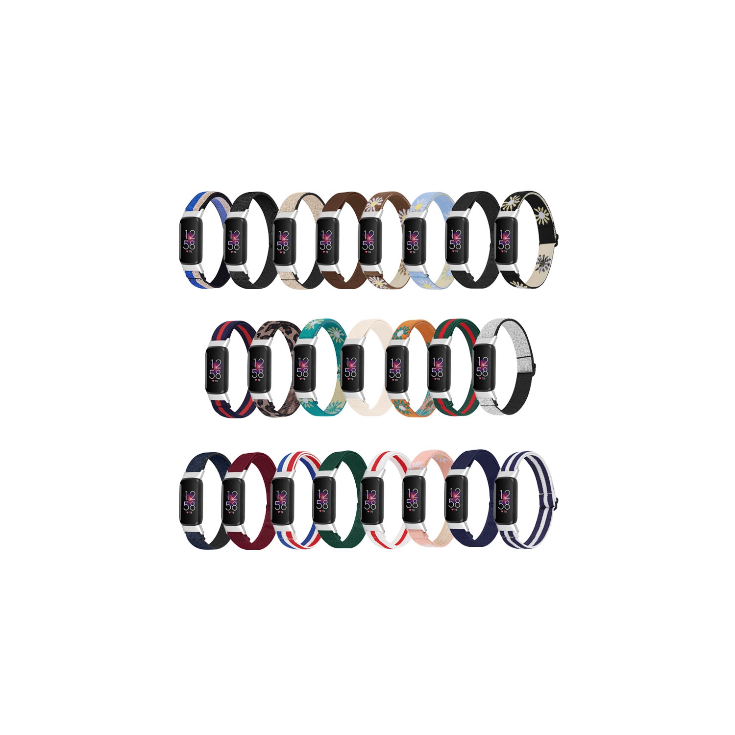 StrapsCo Patterned Adjustable Nylon Watch Band Strap for Fitbit Luxe - Forest Green