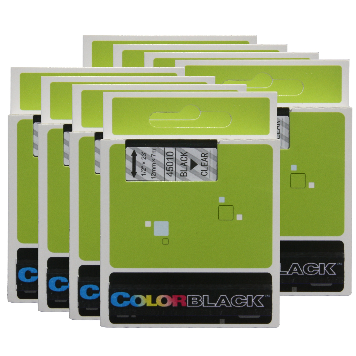 Pqt de 8 ruban de rechange DYMO D1 pour étiqueteuse 1⁄2 po de rechange cassette 45010 / S045720500 noir sur transparent