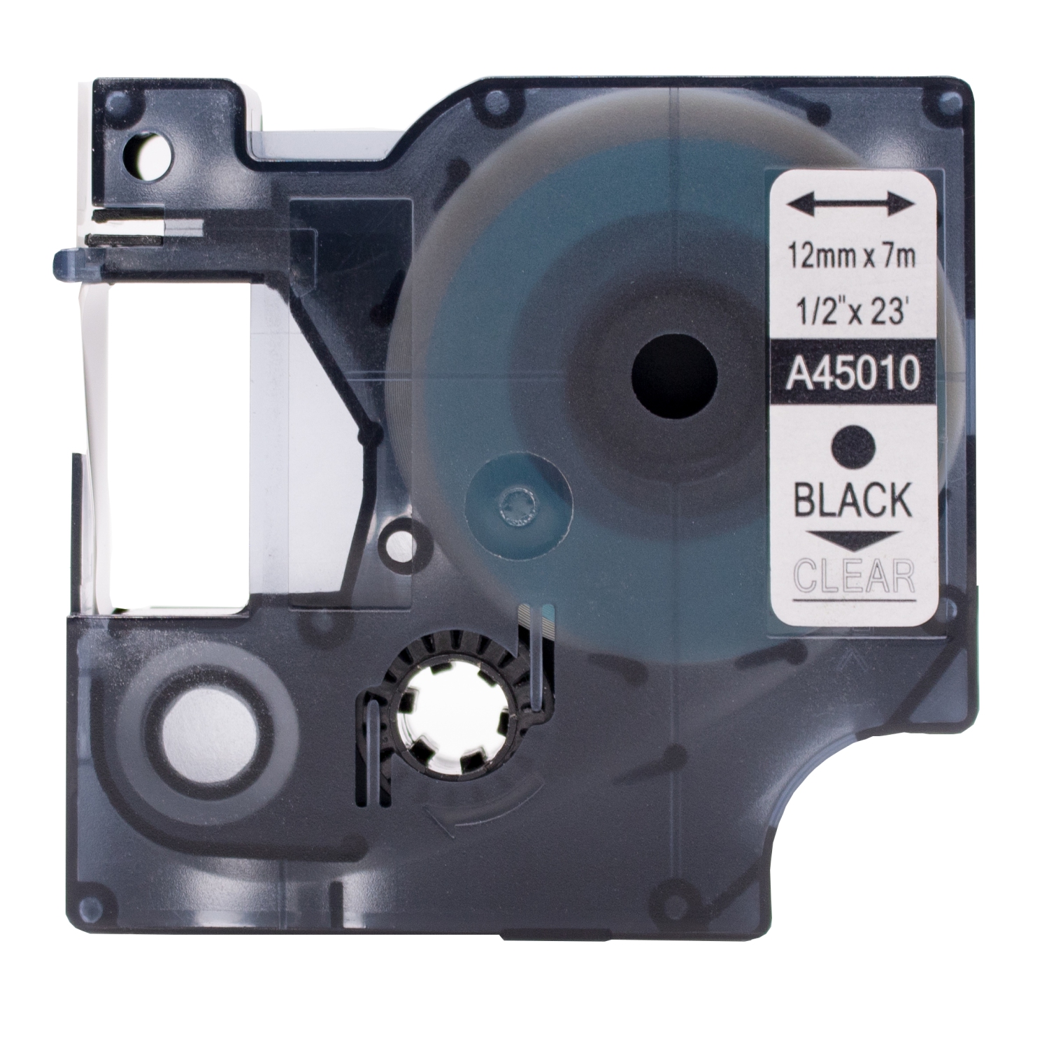 Pqt de 8 ruban de rechange DYMO D1 pour étiqueteuse 1⁄2 po de rechange cassette 45010 / S045720500 noir sur transparent