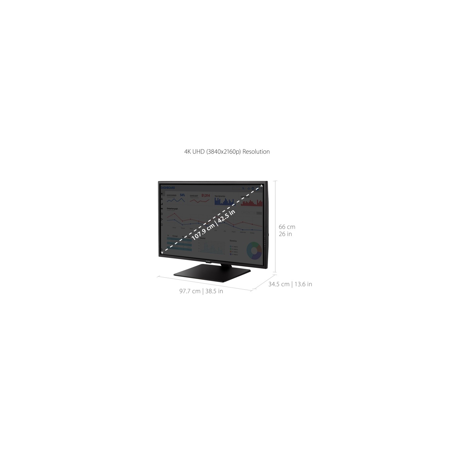 ViewSonic 43" UHD 3ms GTG MVA LCD Monitor - Black