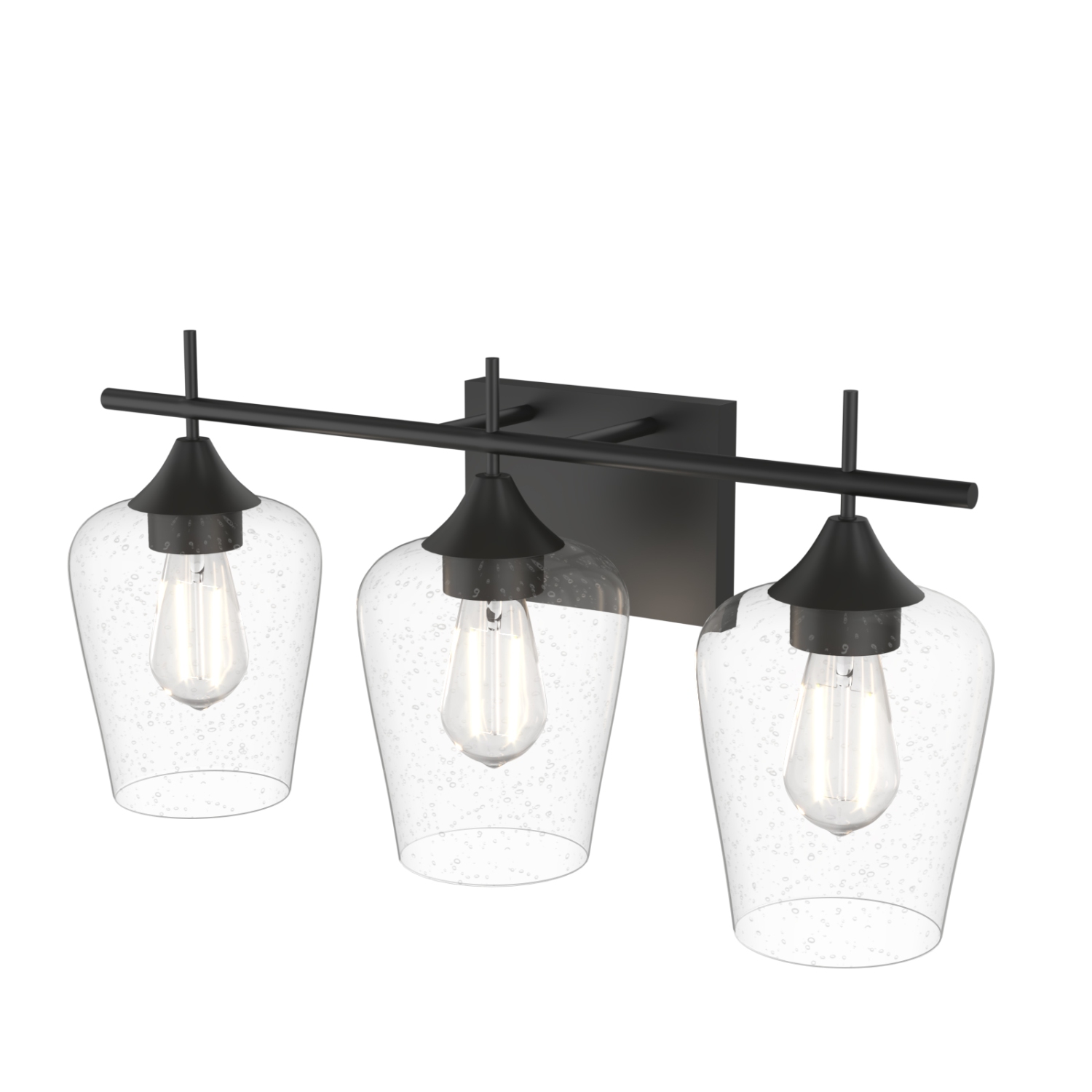 Applique murale pour salle de bain à 3 ampoules de TopBuy avec abat-jour en verre bosselé transparent