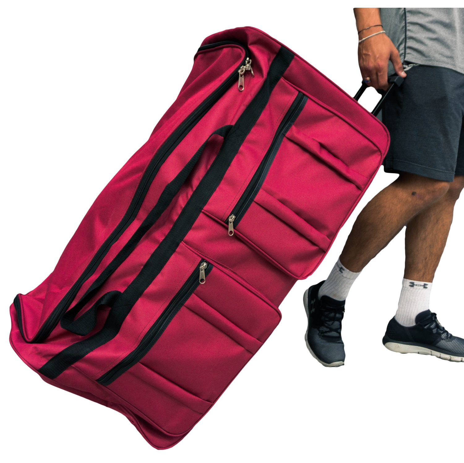 Sac de sport à roulettes de 30 po rouge d’Archivist Canada avec sac de hockey d’extérieur de 30 po, très grand