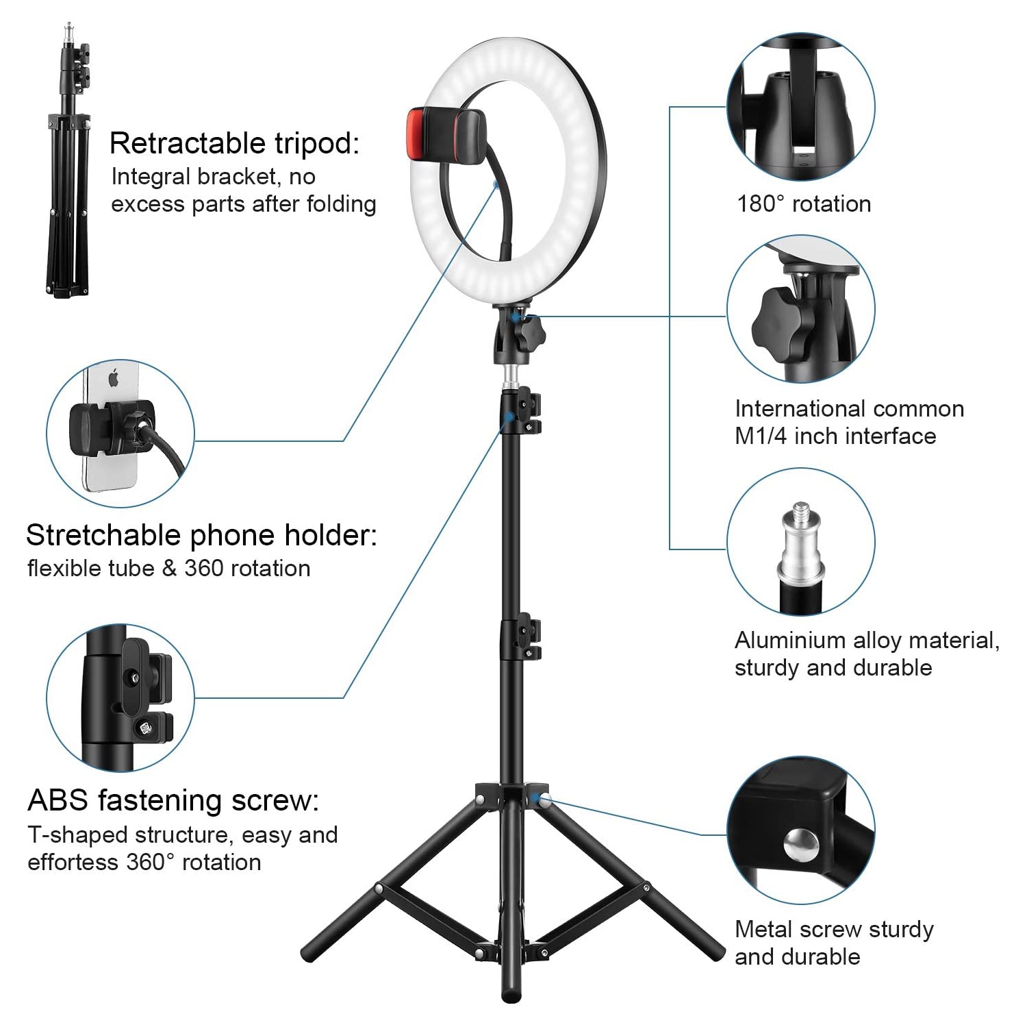 14" RGB Led Ring Light Kit W/ Tripod Stand & Phone Holder, 26 Colors RGB Lighting Scenes Dimmable Selfie for TikTok/YouTube/Live