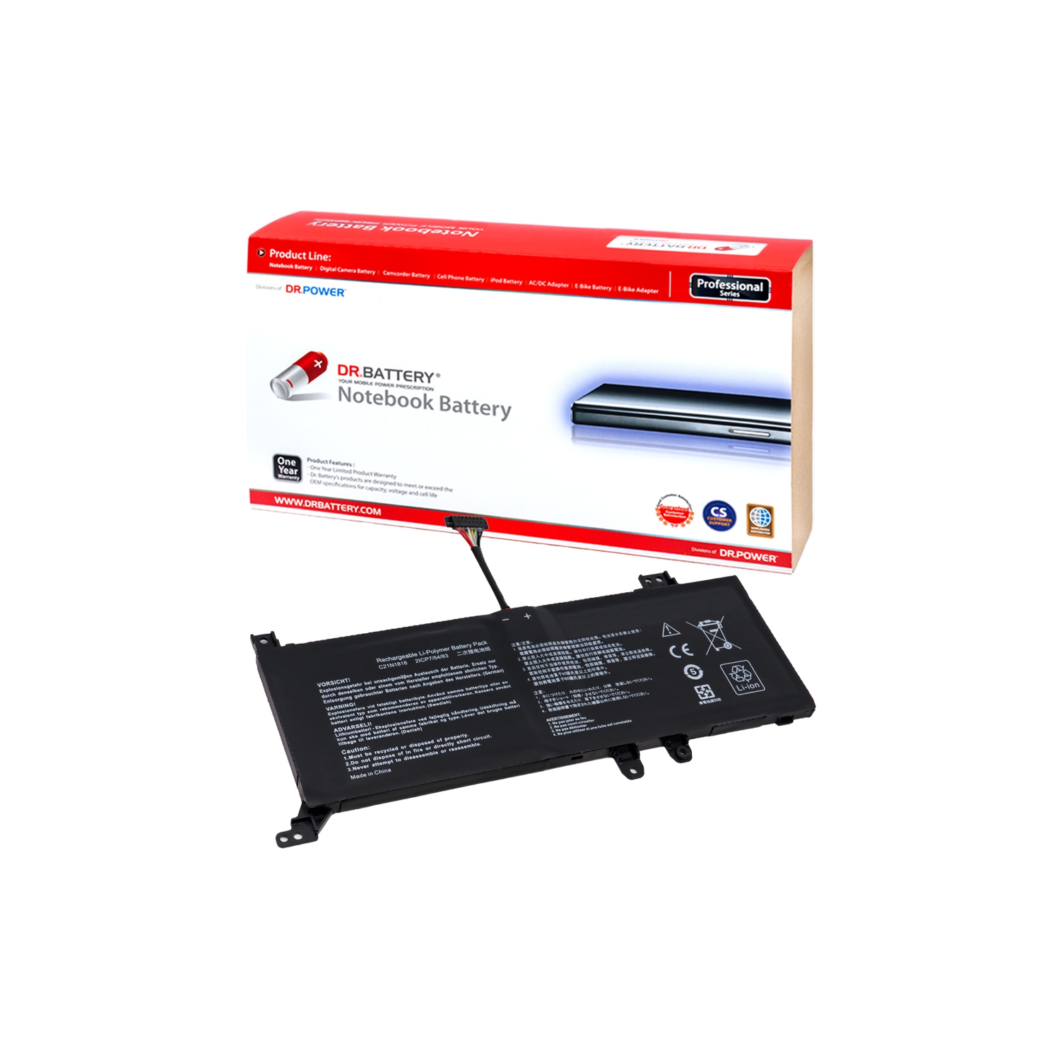 DR. BATTERIE C21N1818 BATTERIE de rechange pour portable Asus VivoBook 14 X412FJ VivoBook 15 F512FA 15 X512DA Asus série Y4100FA X412FJ A412FA