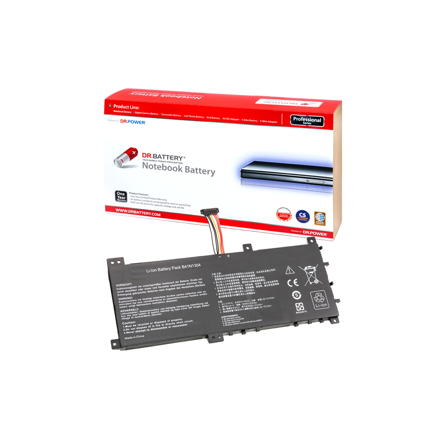 DR. BATTERIE - Remplacement pour Asus VivoBook S451LA / S451LB / V451LA / 0B200-00530000 / B41BK4G / B41N1304 [14.4V / 2600mAh / 37Wh] ***Livraison