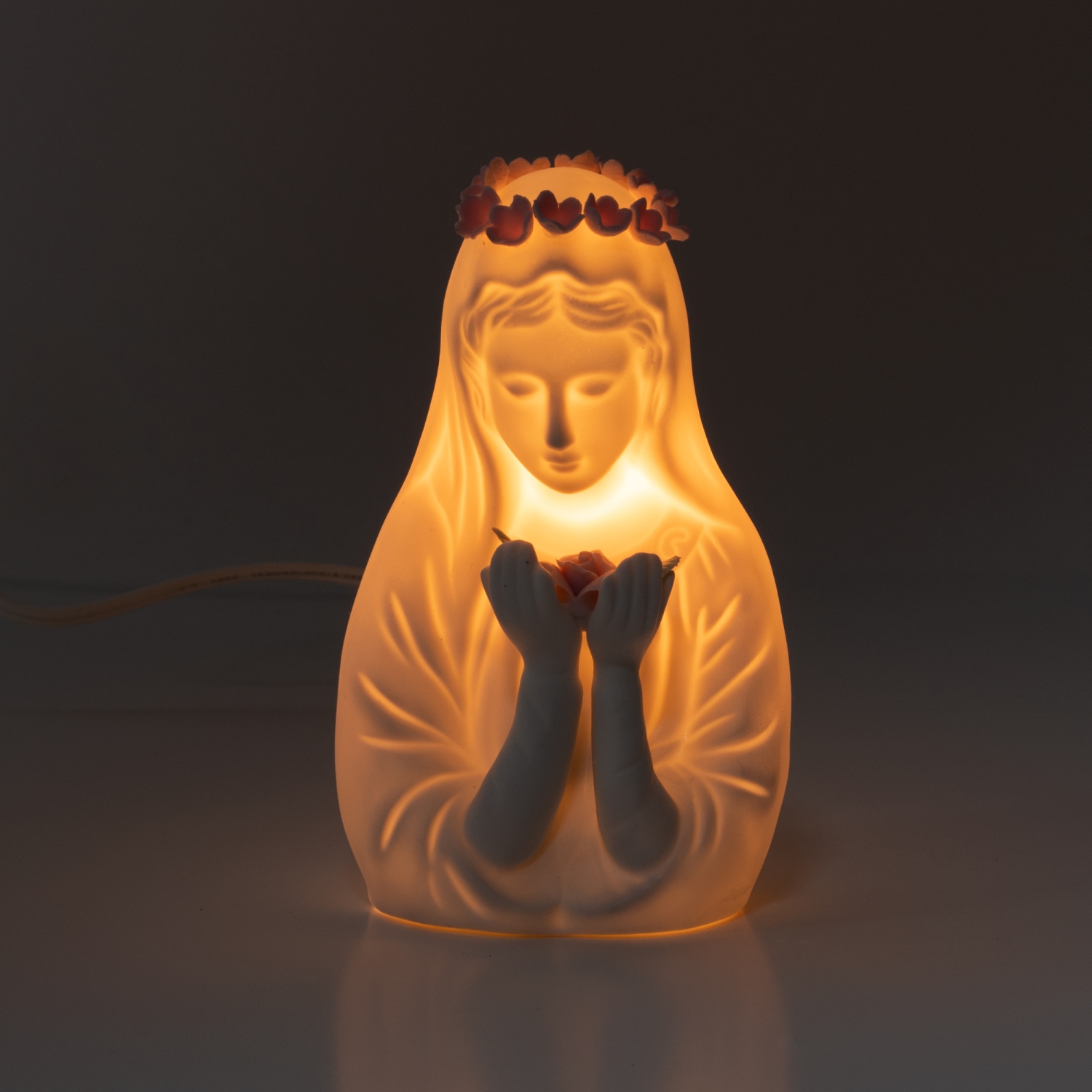 Virgin Mary Porcelain Night Light - Plug In Decorative Table Lamp