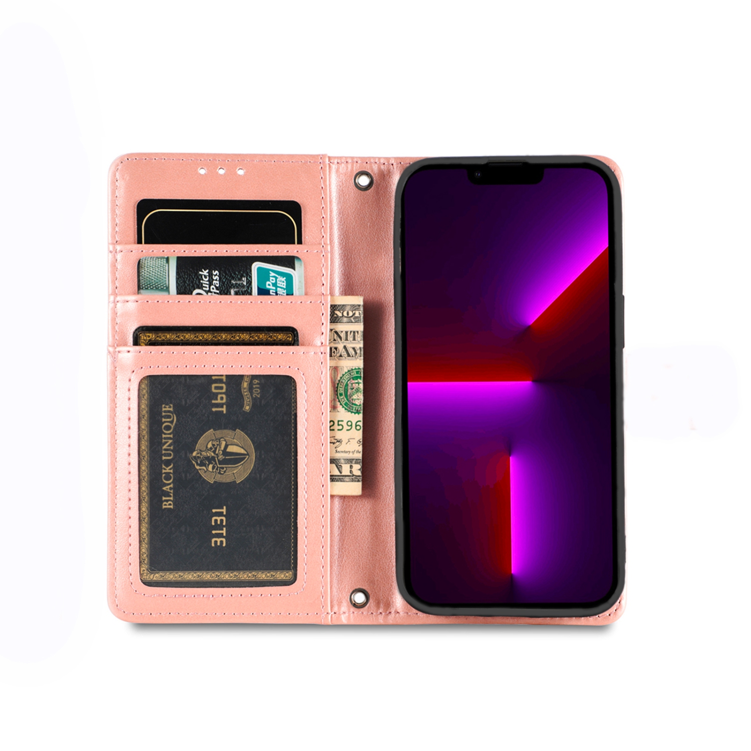 Juvenileway™ Folio Series Style Reassurance Flip Case for Apple iPhone 13 Pro Max – Rose Pink