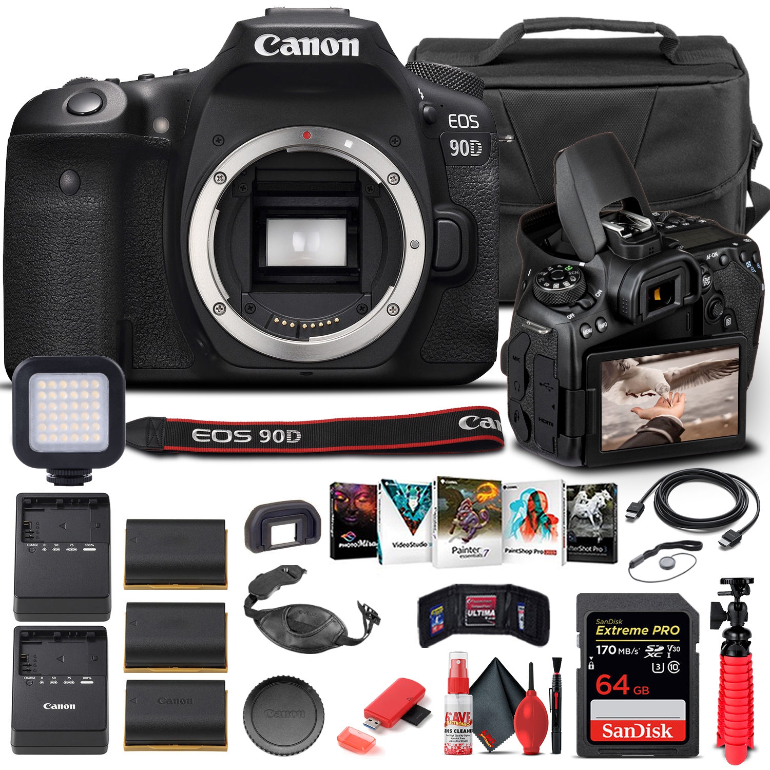 Canon EOS 90D DSLR Camera Body Only 3616C002 Advanced Bundle