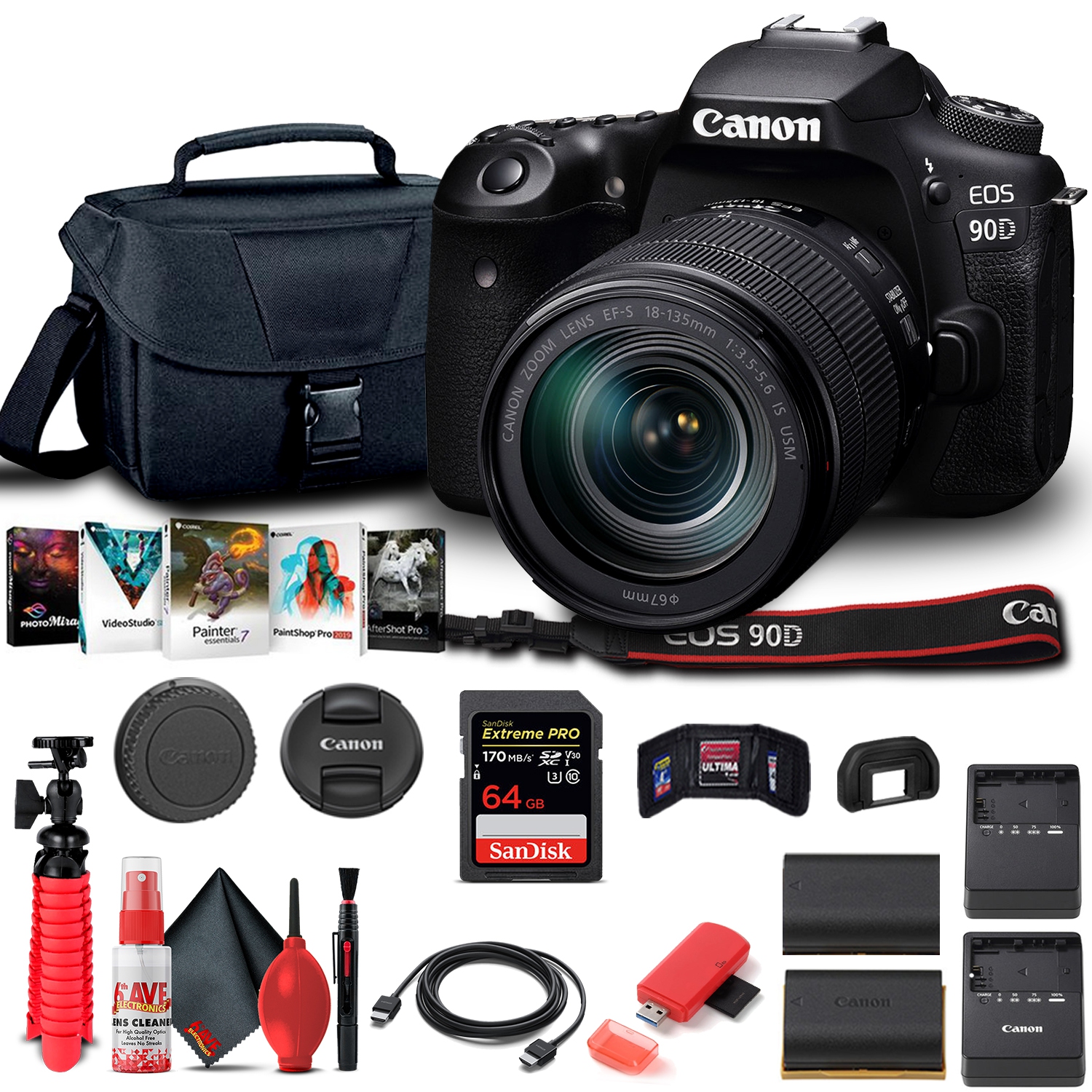 Canon EOS 90D DSLR Camera W/ 18-135mm Lens 3616C016 - Basic Bundle