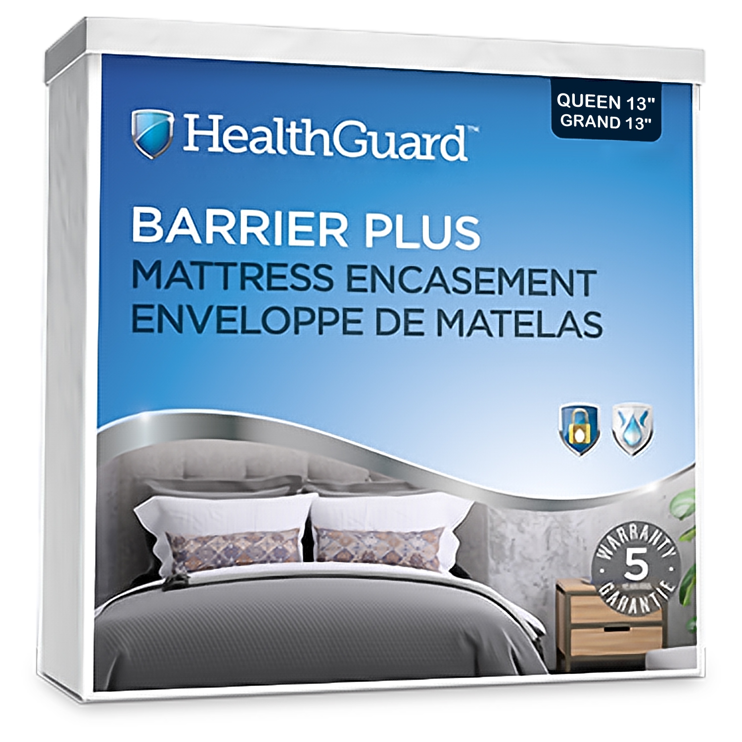 HealthGuard Barrier Plus Terry Surface Enveloppe de Matelas Grand / Queen 13"