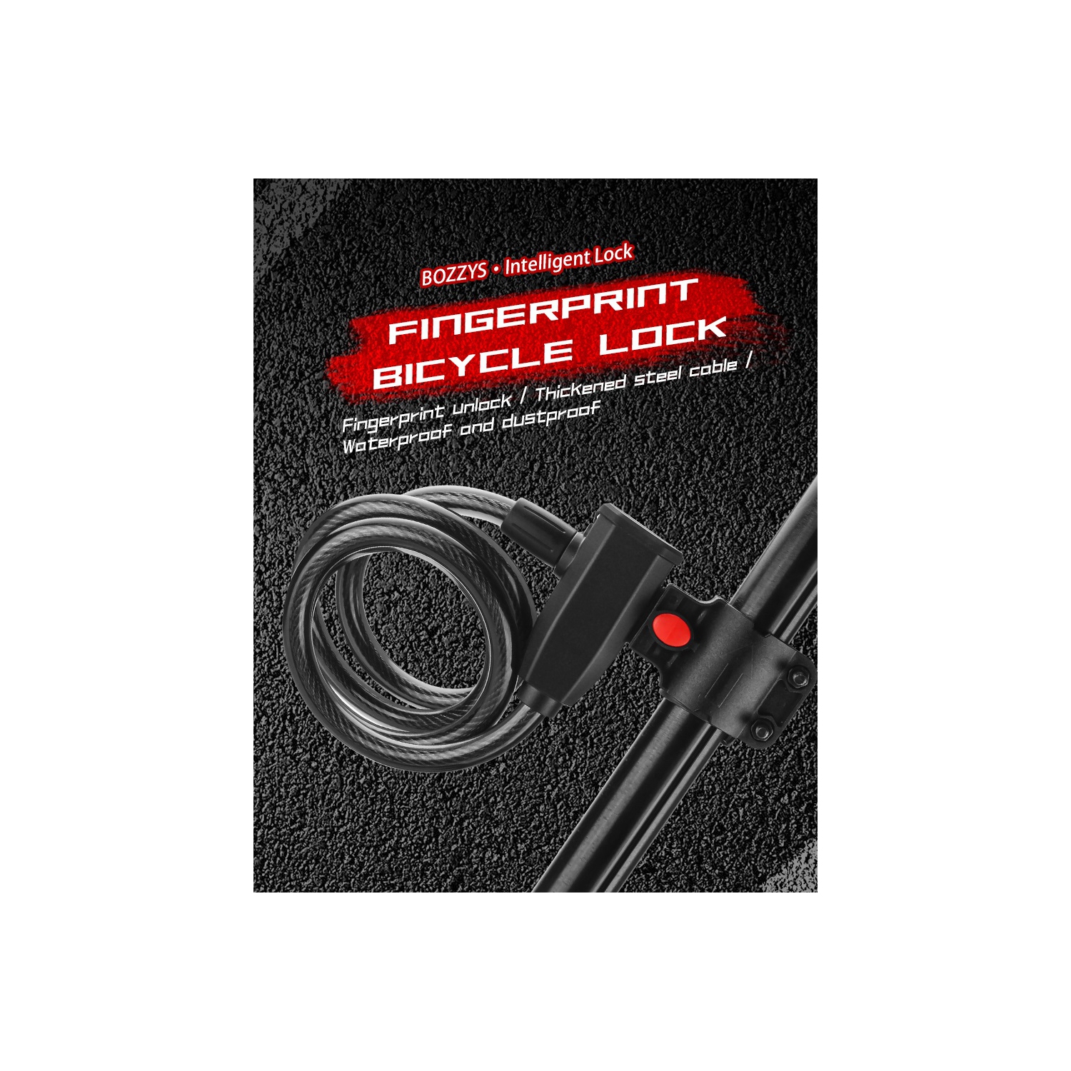 Fingerprint Bicycle Lock, Smart Cable Lock with Keyless Biometric