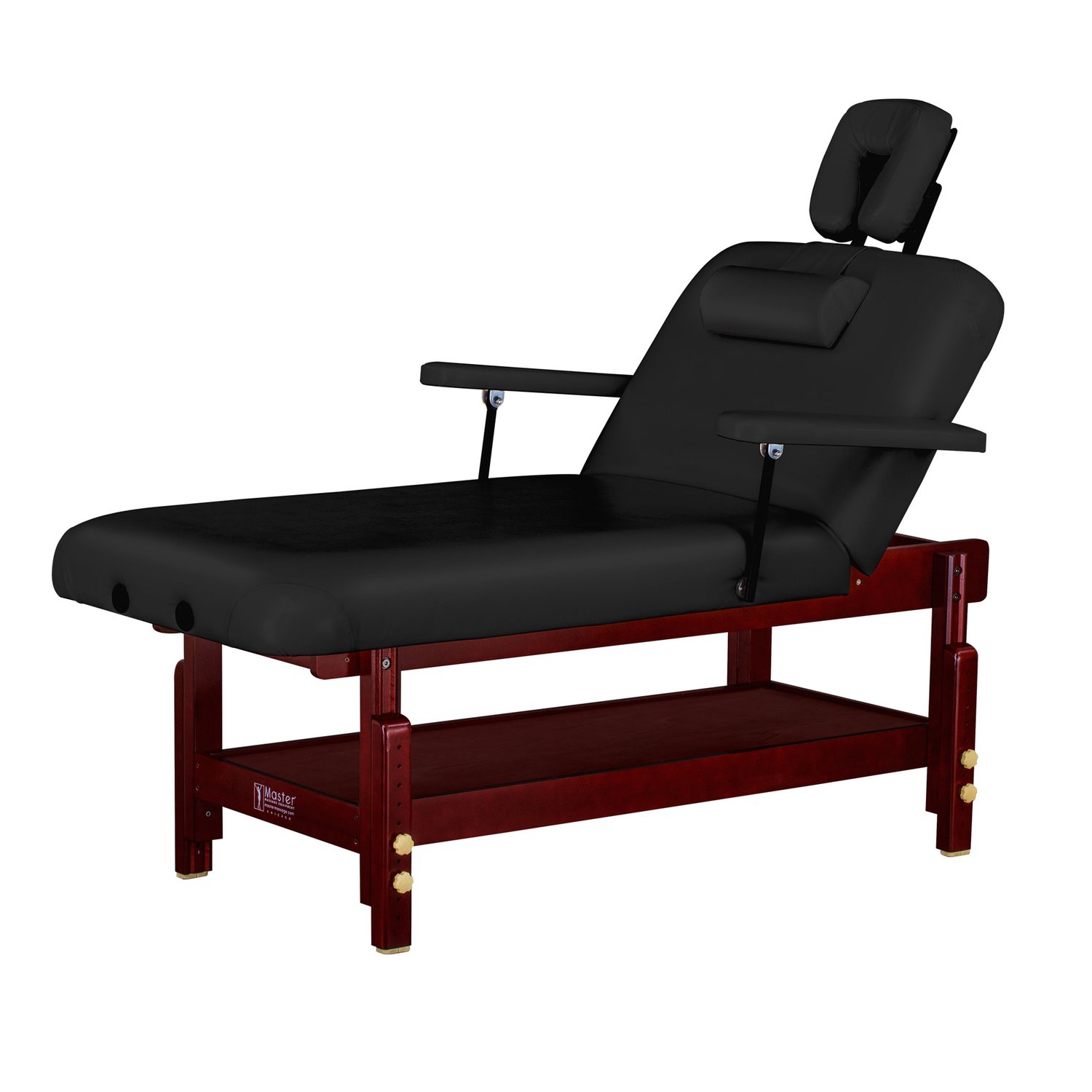 Master Massage 31" Montclair Stationary Massage Table Salon Beauty Bed with Shelf in Black