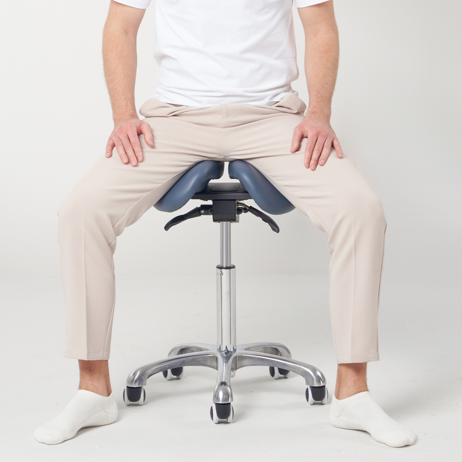 Master Massage Berkeley Ergonomic Posture Saddle Chair-Part Saddle Stool- Hydraulic Swivel Rolling Seat Stool with Adjustable Title Angle and Height-