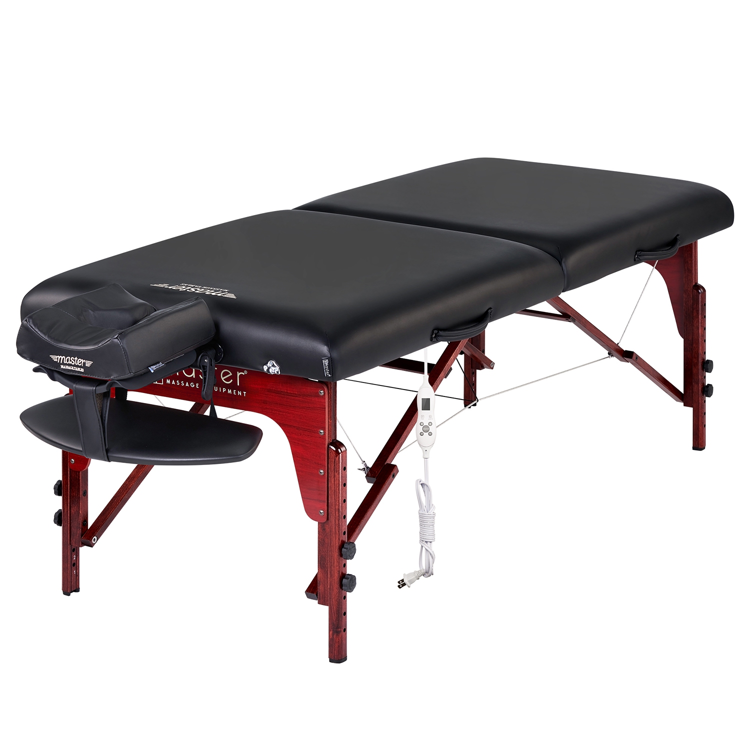 31" Montclair ThermaTop™ Master Massage Portable Massage Table with Memory Foam, Reiki Panels, & Shiatsu Cables(Black& Mahogany) Esthetician Bed-