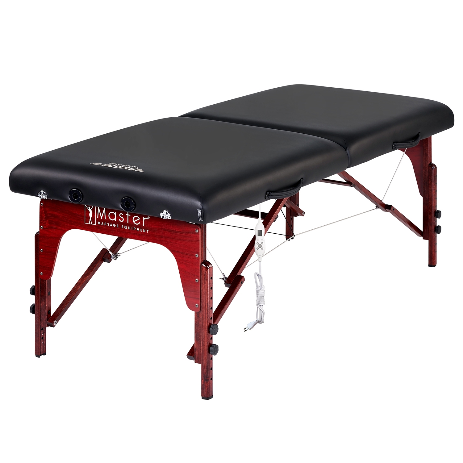 31" Montclair ThermaTop™ Master Massage Portable Massage Table with Memory Foam, Reiki Panels, & Shiatsu Cables(Black& Mahogany) Esthetician Bed-