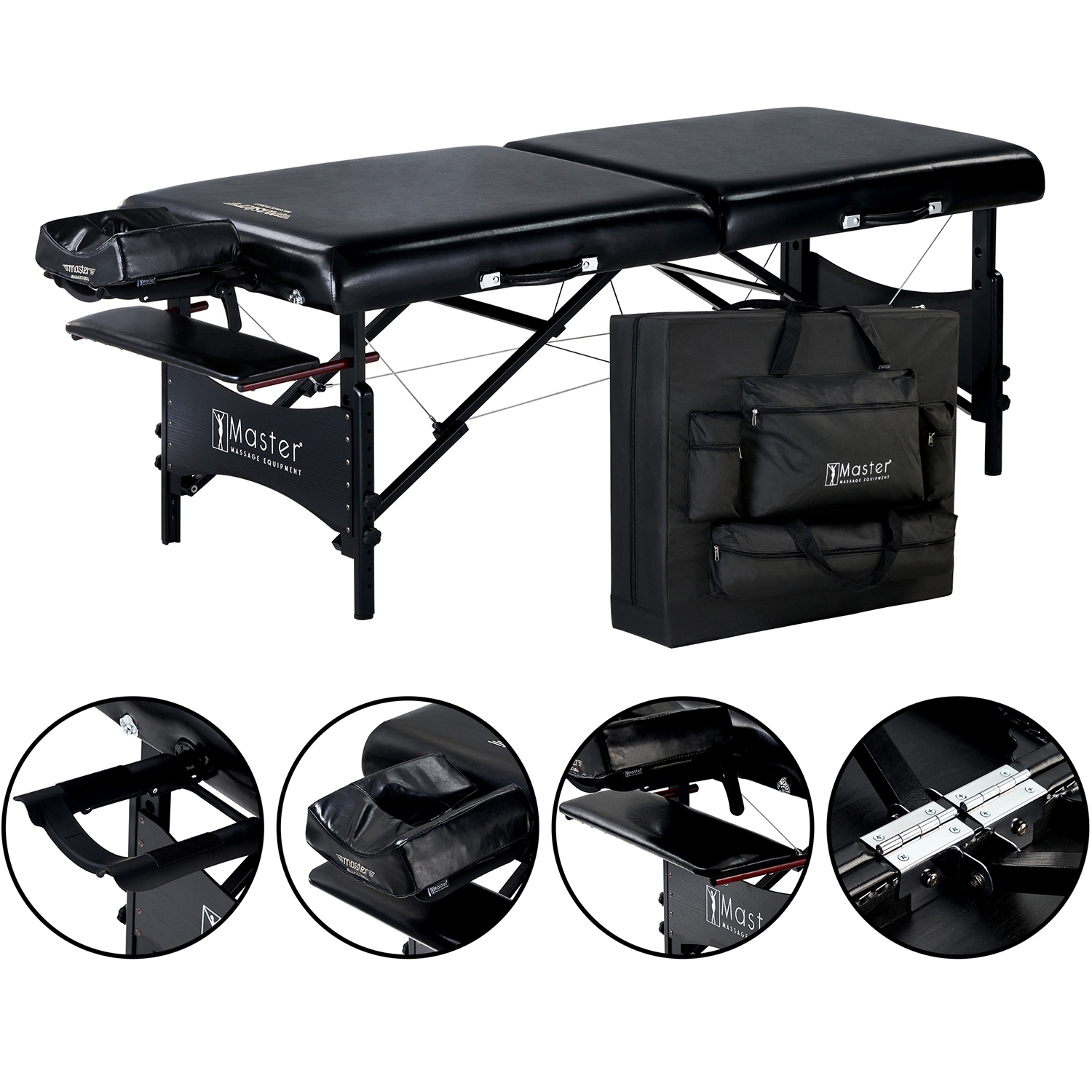 Master Massage 30" Galaxy Portable Massage Table Package with A Sophisticated Black On Black Color 1 count