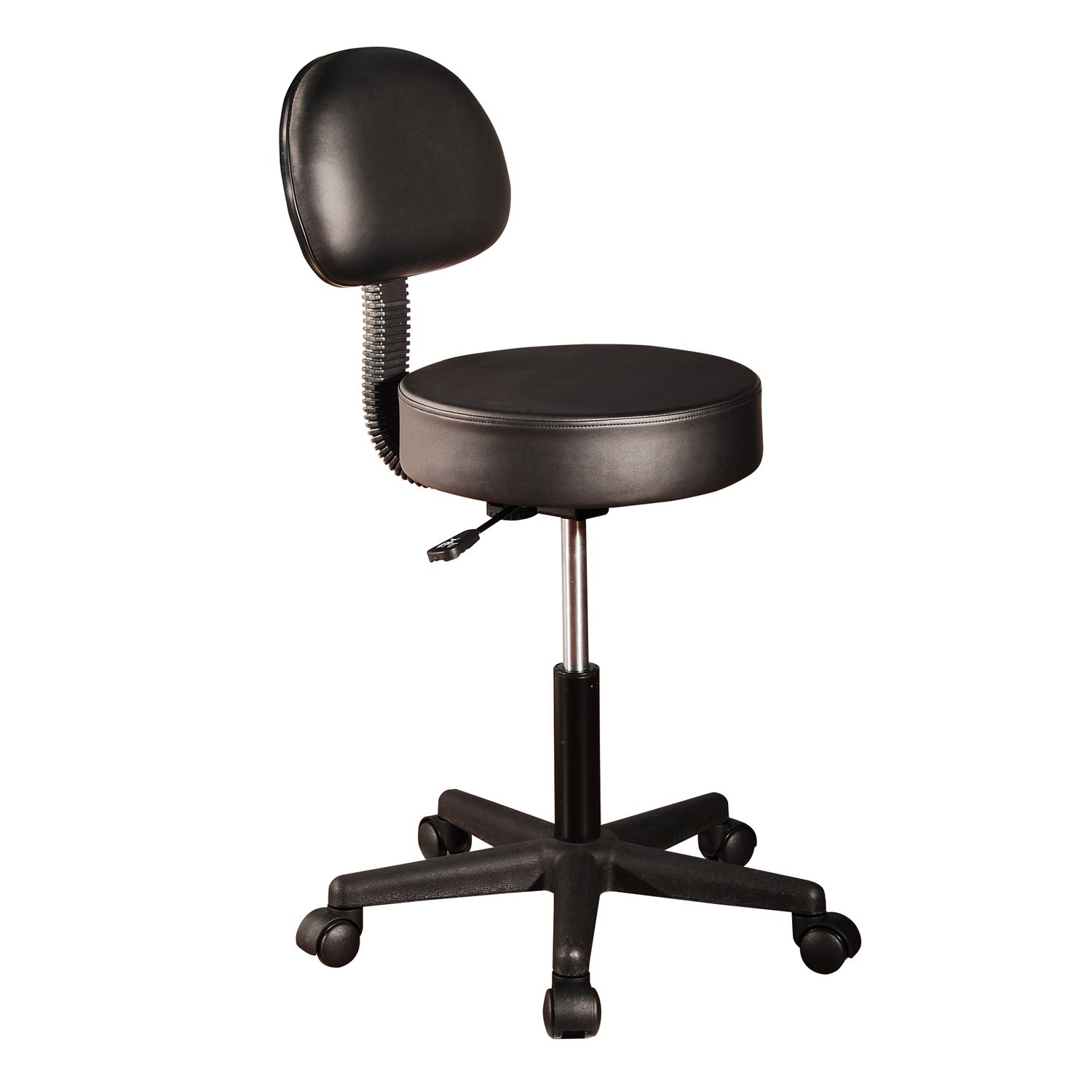 Master Massage Pneumatic Hydrolic Rolling Massage Swivel Stool with Backrest, Black