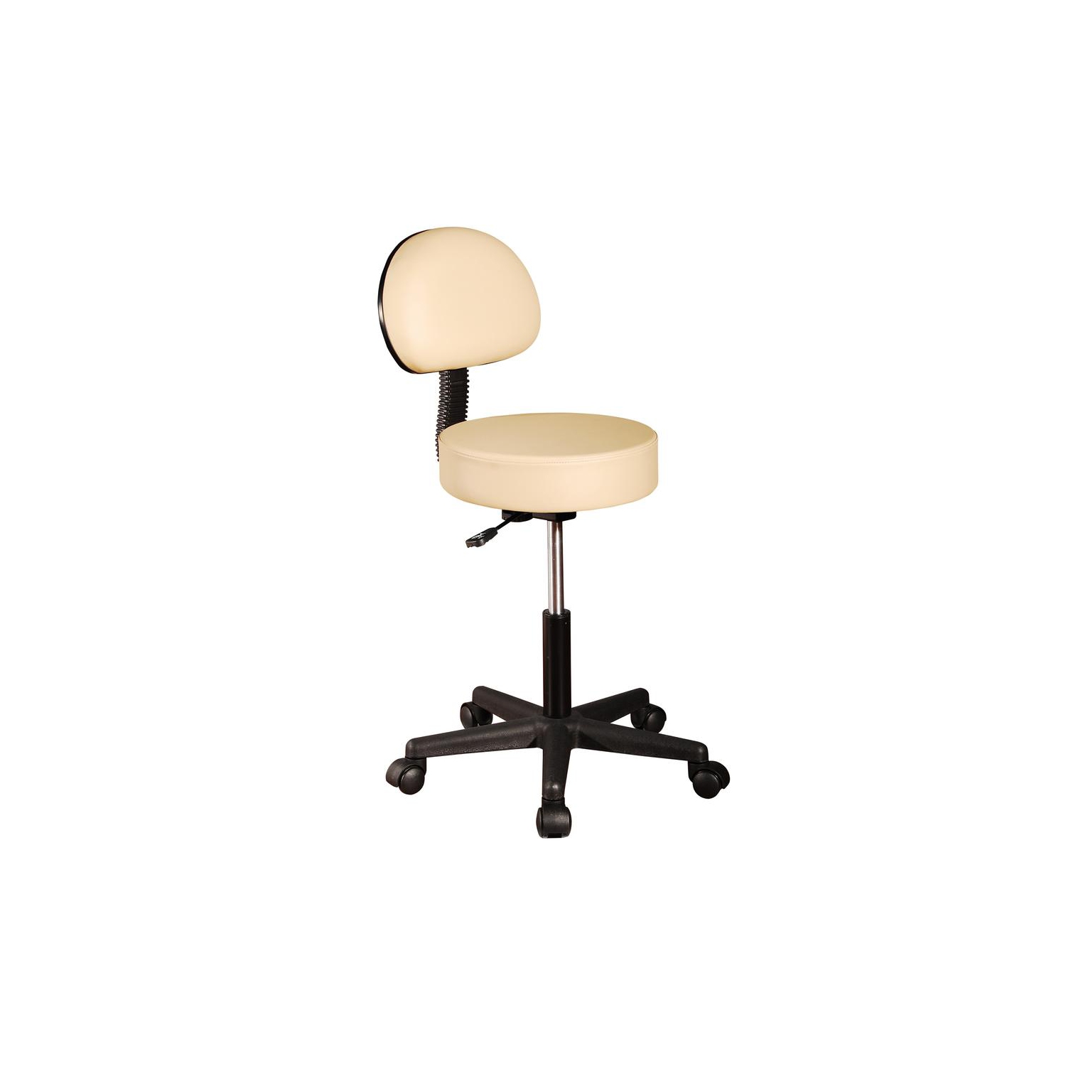 Master Massage Pneumatic Hydrolic Rolling Massage Swivel Stool with Backrest, Cream