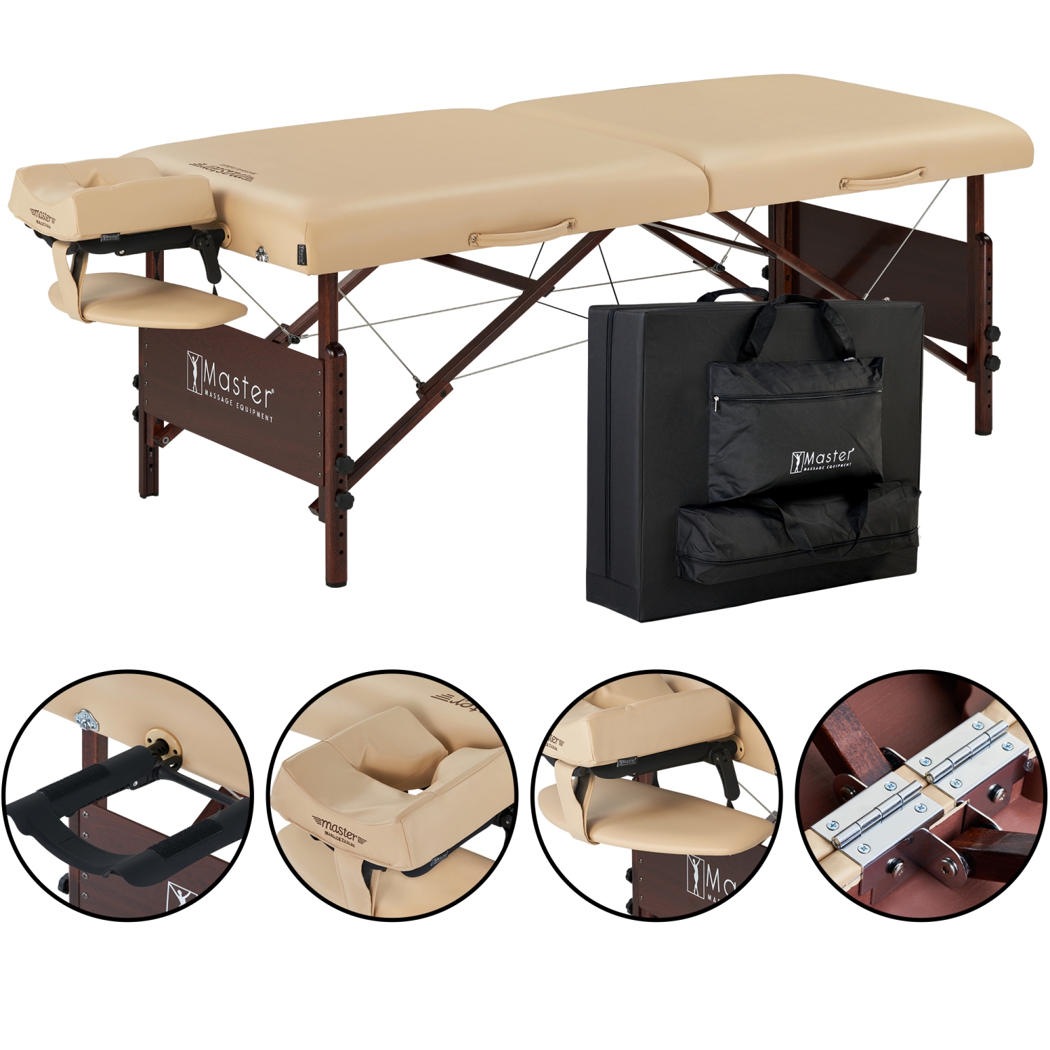 Master Massage 30" Del Ray Pro Portable Massage Table with Adjustable Table Height, 750lbs. Working Capacity- Massage Bed, Tattoo Table, Lash Table