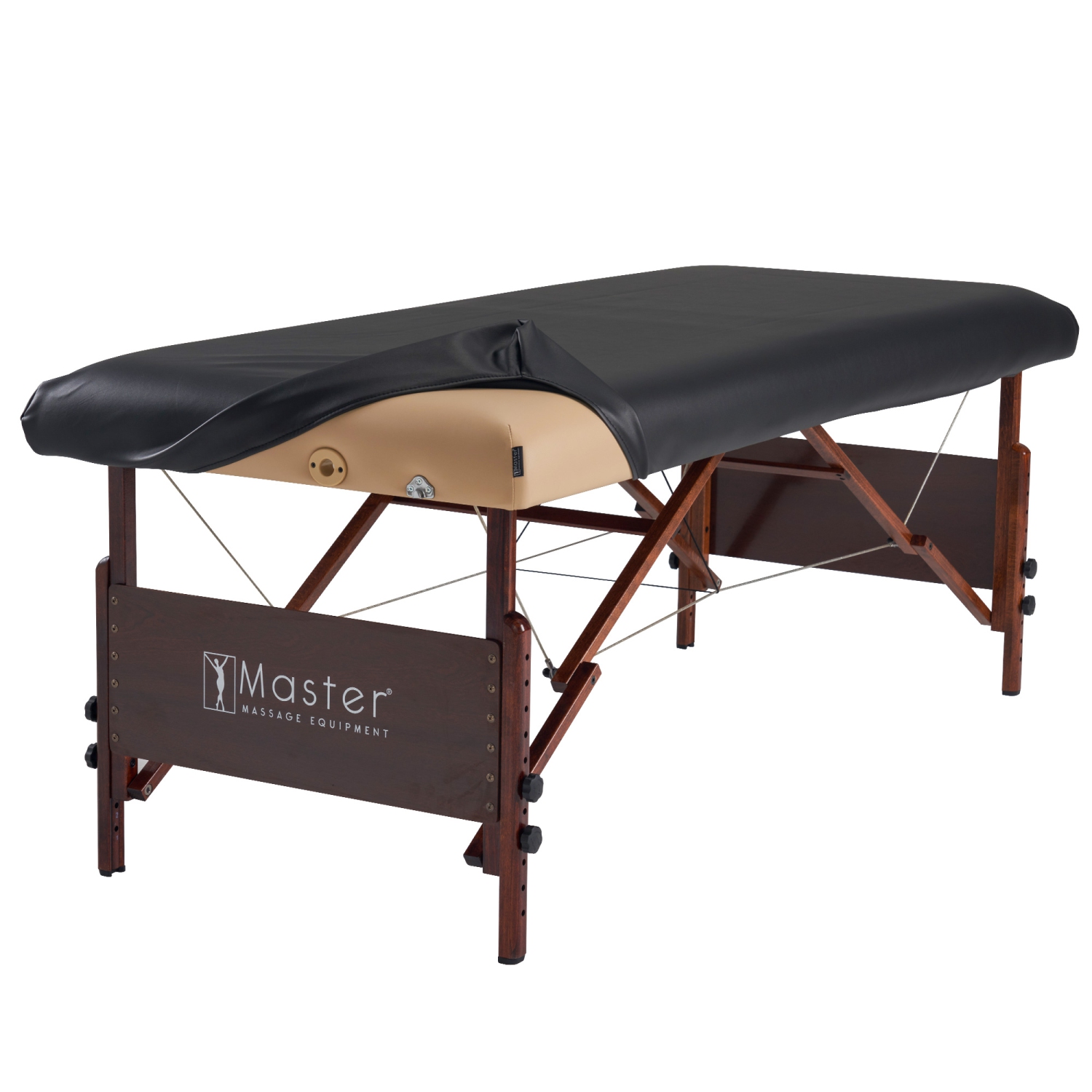Master Massage Rectangular Universal Fabric Fitted PU Vinyl Leather Ultra-Durable Table Protection Cove for Massage Lash Bed, 28” to 32” Wide, Black