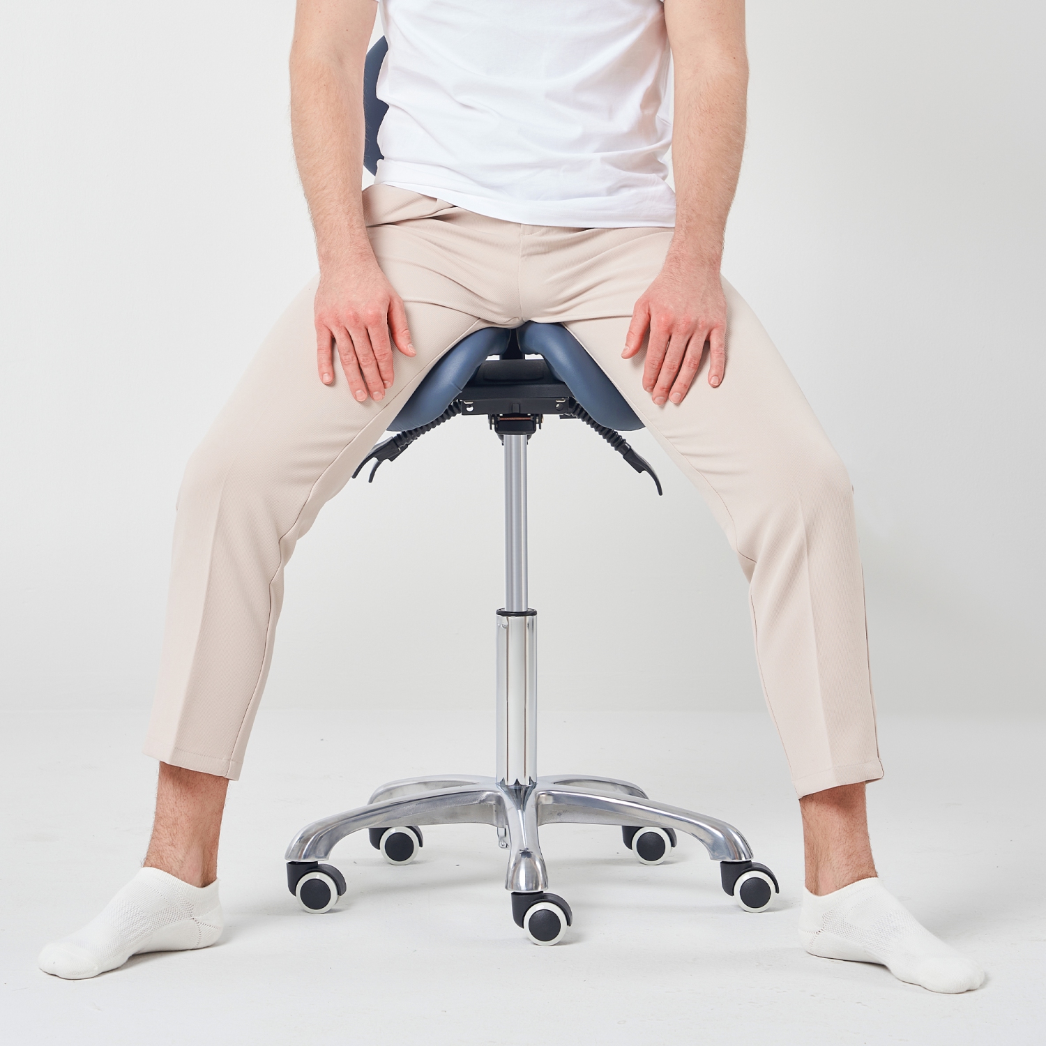 Master Massage Berkeley Ergonomic Split Seat Style Backrest Saddle Stool with Two Tilting Option in Royal Blue