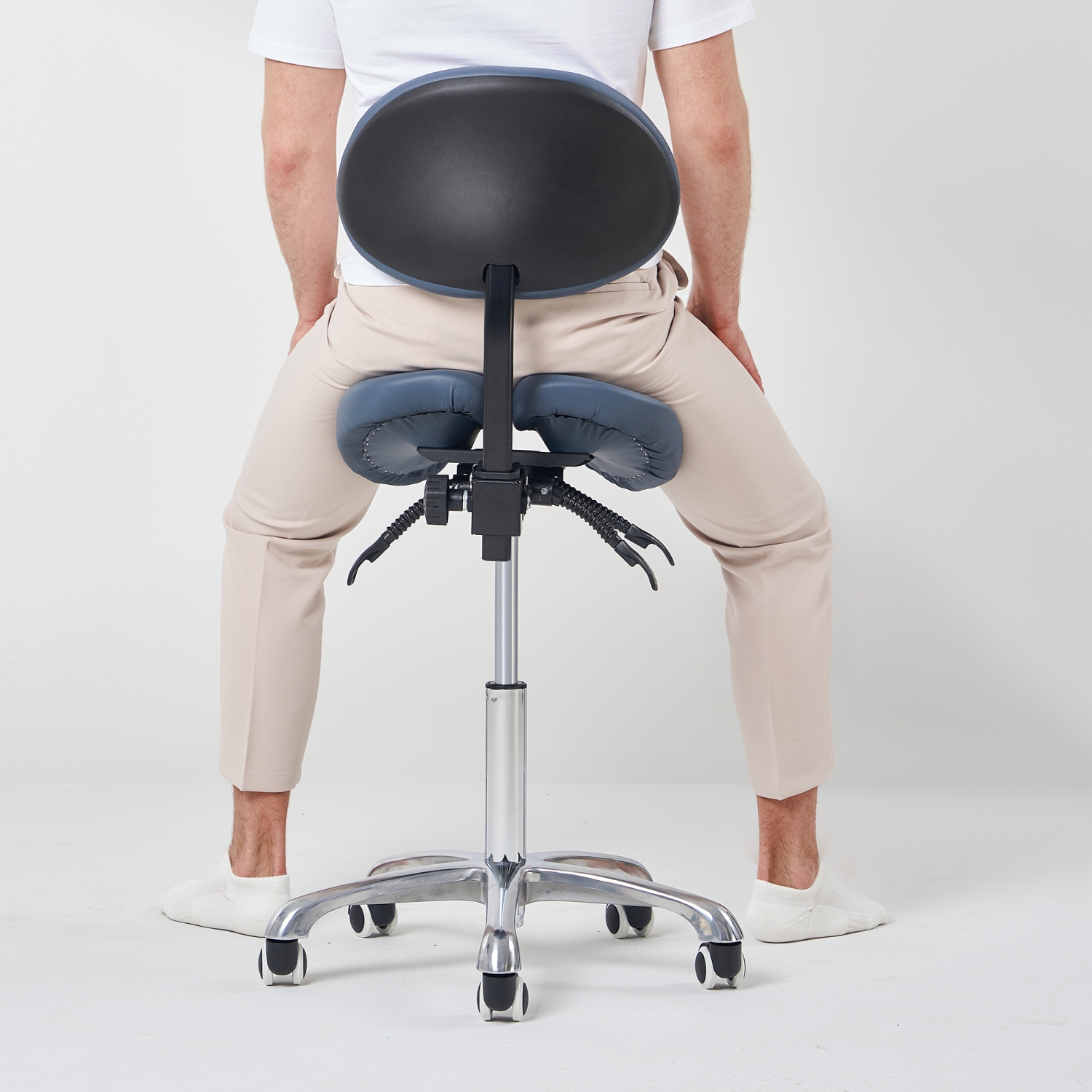 Master Massage Berkeley Ergonomic Split Seat Style Backrest Saddle Stool with Two Tilting Option in Royal Blue