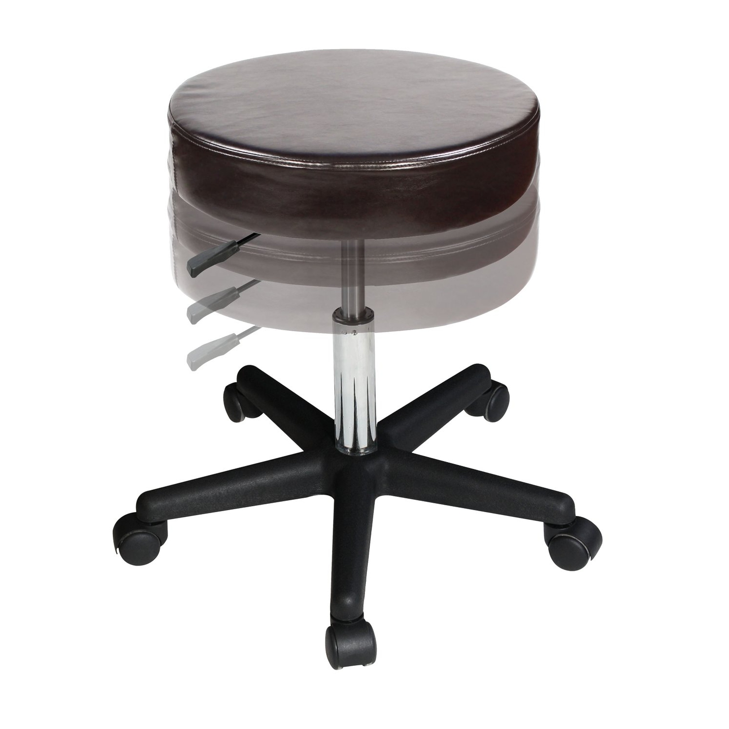 Master Massage Versatile Height Adjustable Rolling Swivel Hydraulic Stool for Salon,Beauty, Home and Office - Coffee