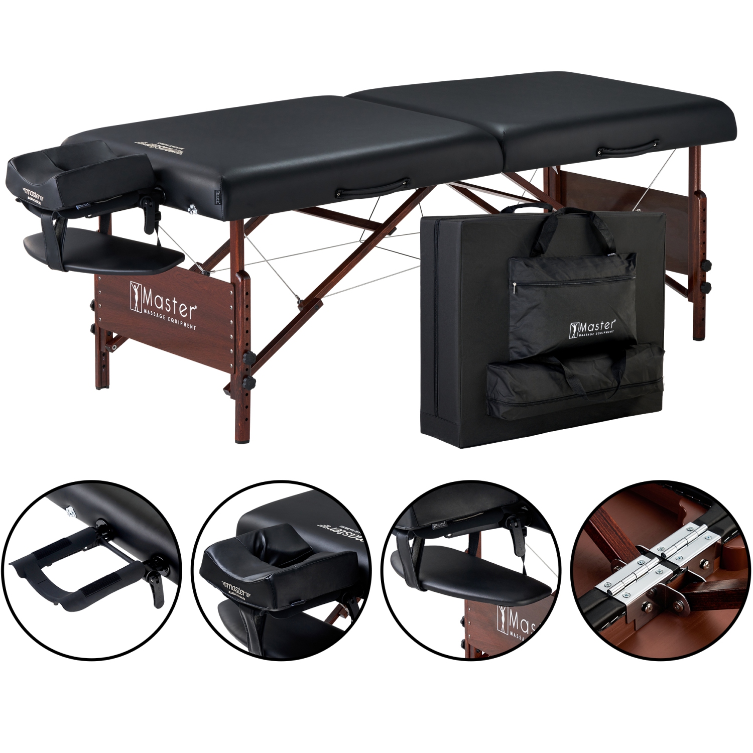 Master Massage 30" Del Ray Pro Portable Massage Table with Adjustable Table Height, 750lbs. Working Capacity- Massage Bed, Tattoo Table, Lash Table