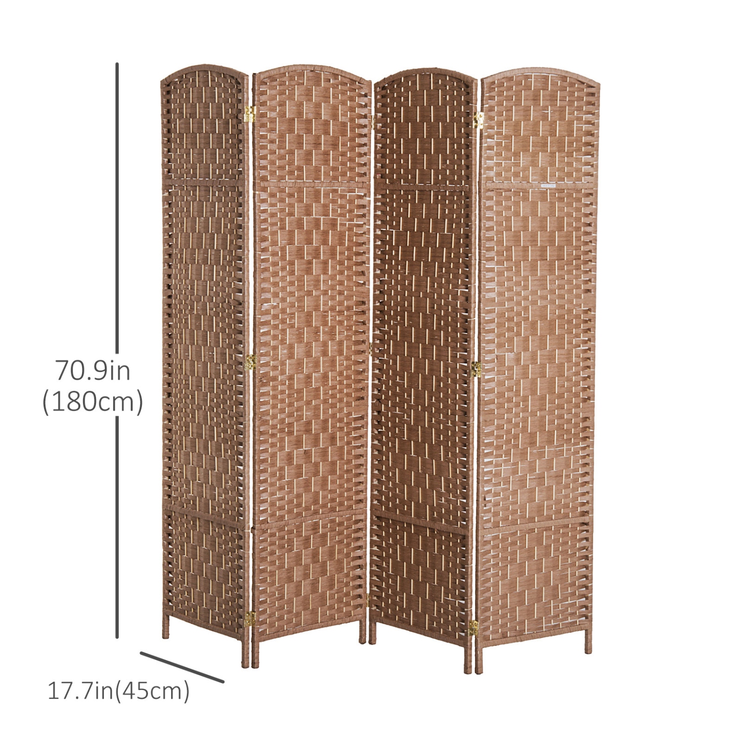 HOMCOM 4 Panels Room Divider, 6 Ft Tall Indoor Portable Folding Privacy Screens, Hand-Woven Double Hinged Freestanding Partition Wall Divider for