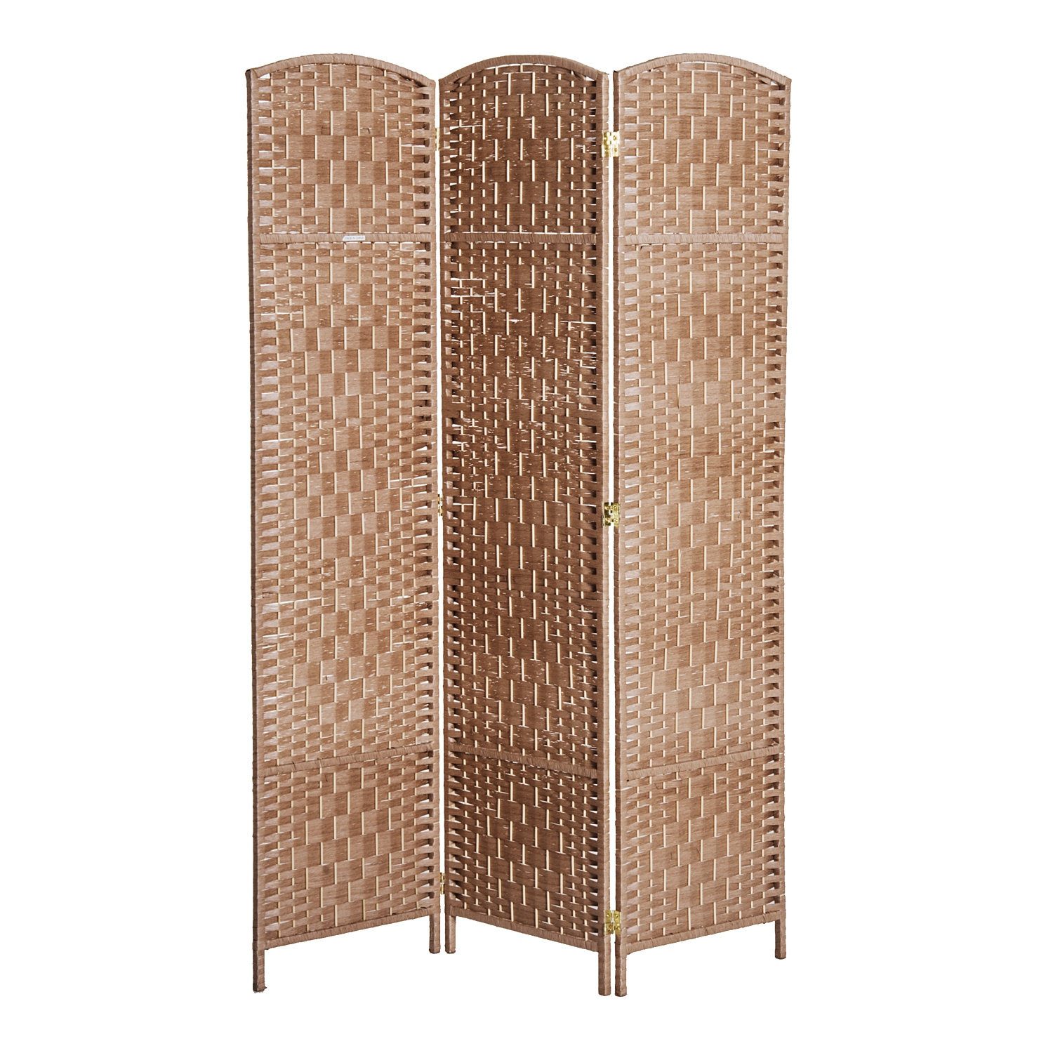 HOMCOM 3 Panels Room Divider, 6 Ft Tall Indoor Portable Folding Privacy Screens, Hand-Woven Double Hinged Freestanding Partition Wall Divider for Home Office, Natural