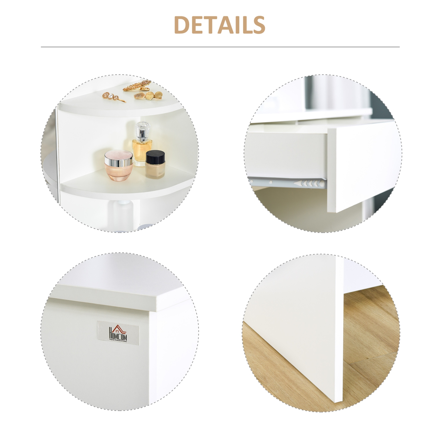 HOMCOM Vanity Desk with Mirror, Makeup Vanity with Open Shelves and Drawer, Dressing Table for Bedroom, White