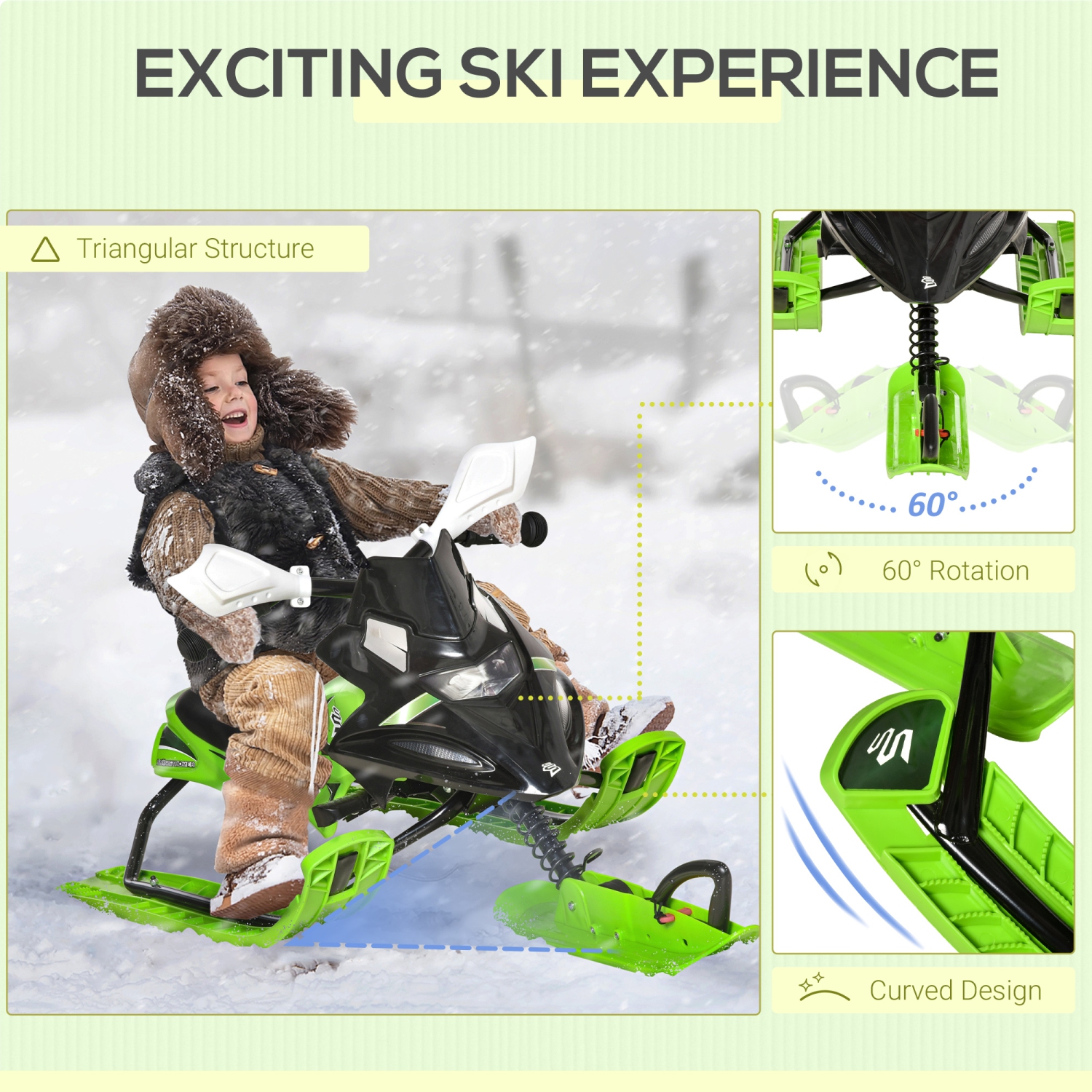 Ski Draisienne Luge Jardin 2 en 1 Ski Traîneau pour Pelouse Tout