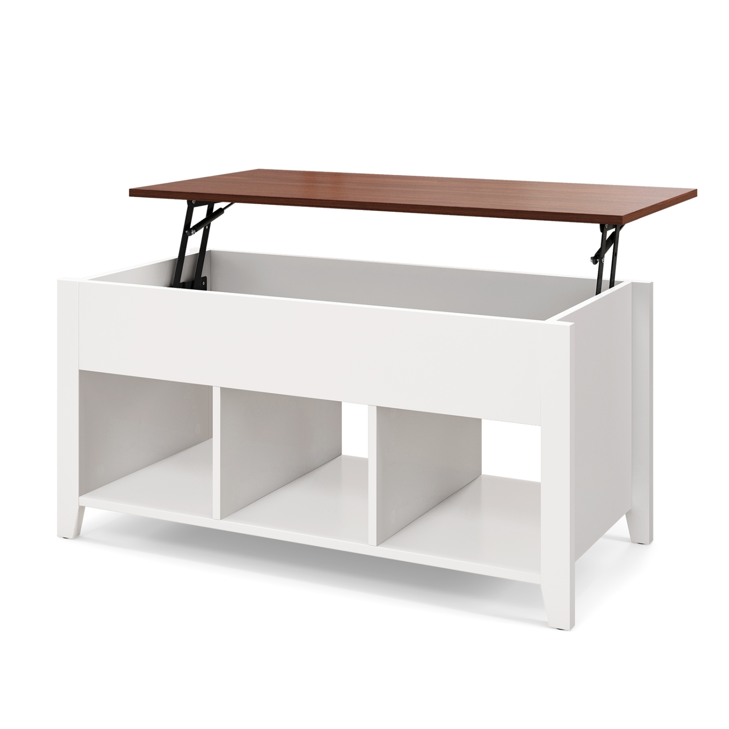 Topbuy Height Adjustable Wood Table Coffee Desk Teapoy Hidden Compartment for Office